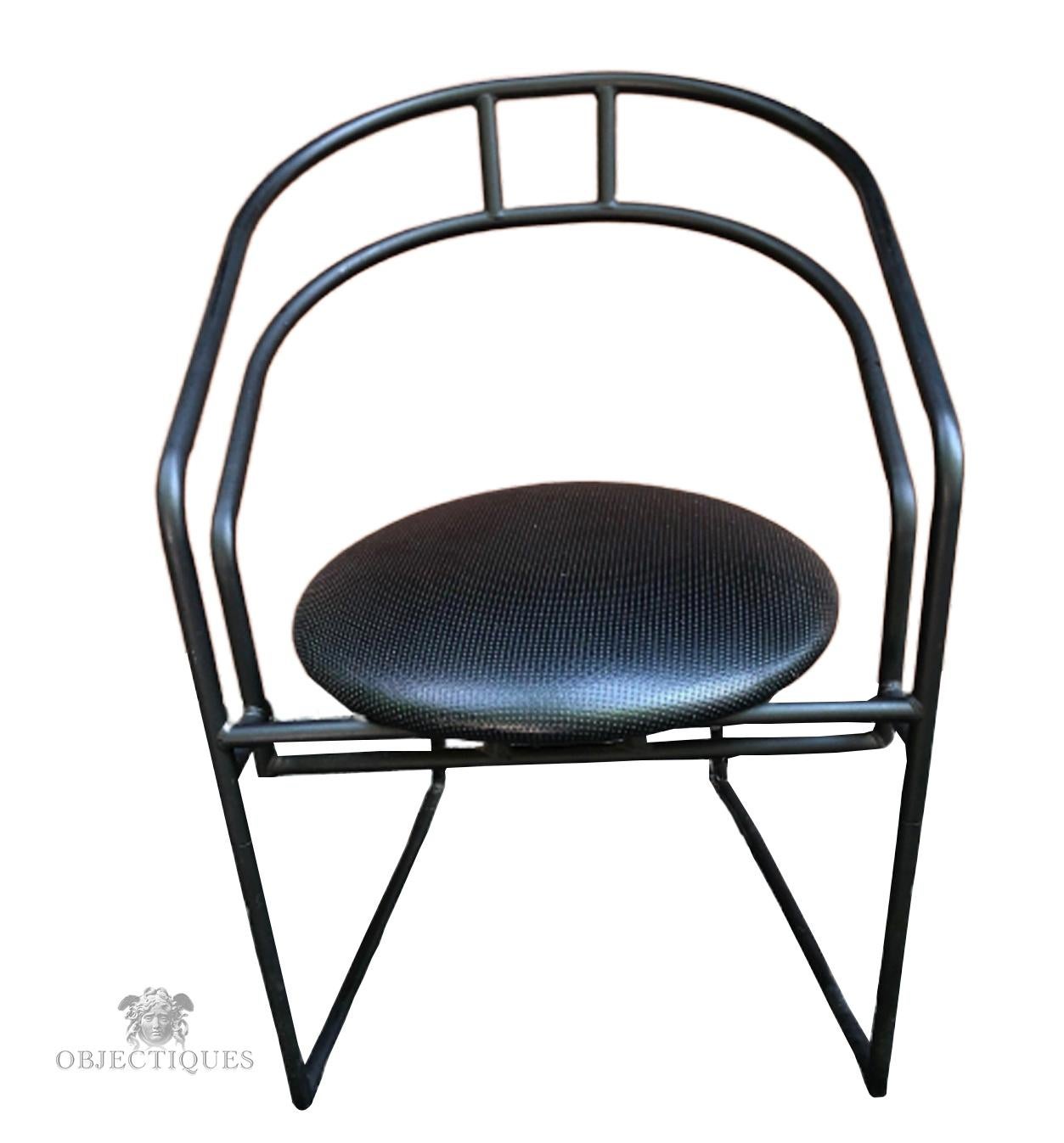 Pair of Matte Powder Coated Metal Side Chairs For Sale 2