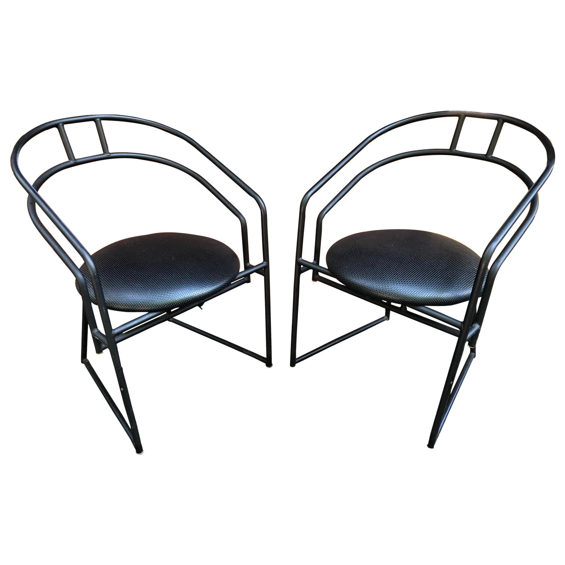 Pair of Matte Powder Coated Metal Side Chairs For Sale