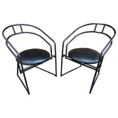 Vintage Pair of Matte Powder Coated Metal Side Chairs