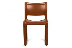 Pair of Matteo Grassi Italian Brown Leather-Wrapped Side Chairs