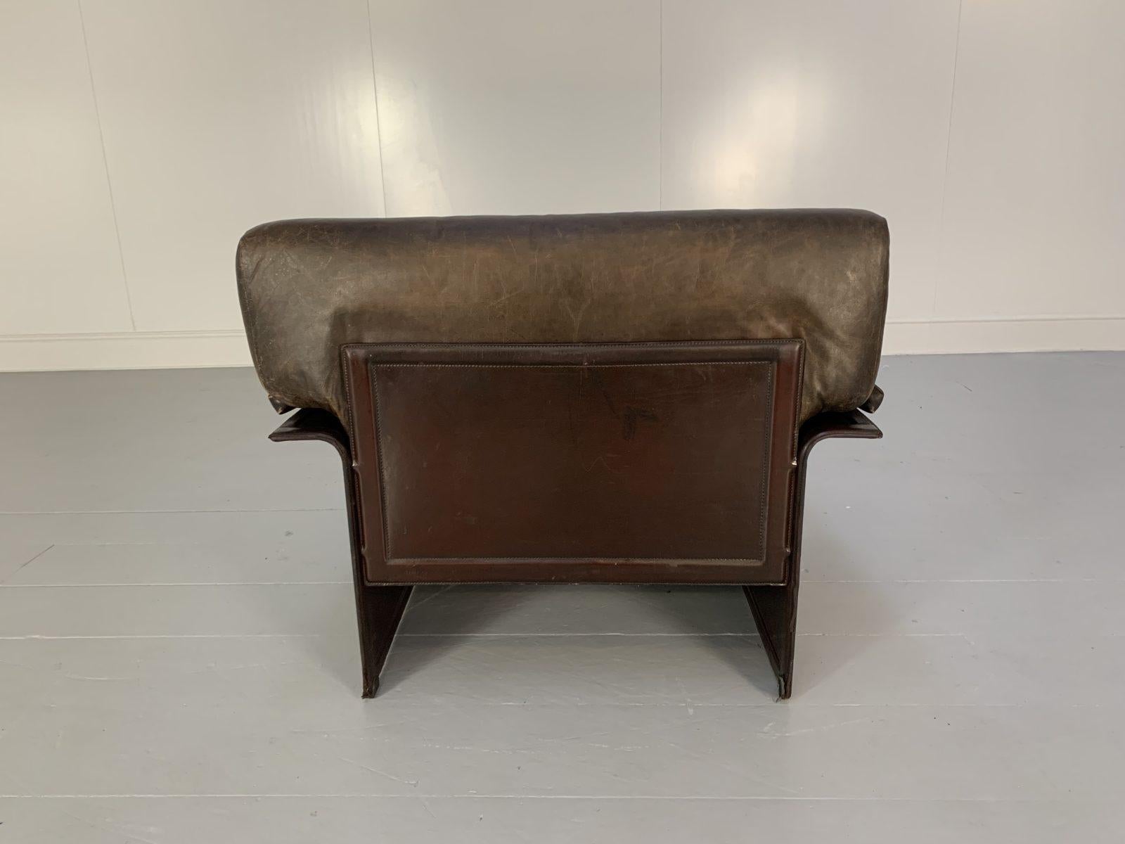 Pair of Matteo Grassi “Tm” Armchairs – in Vintage Brown Leather For Sale 4
