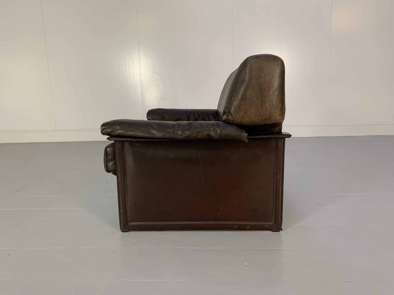Pair of Matteo Grassi “Tm” Armchairs – in Vintage Brown Leather For Sale 5