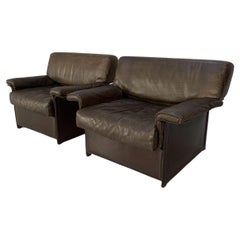 Pair of Matteo Grassi “Tm” Armchairs – in Used Brown Leather