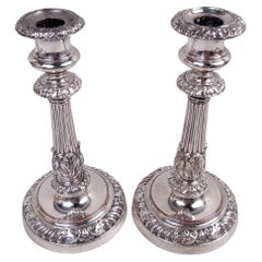 Paar Matthew Boulton Georgian Regency Sheffield Platte Kerzenständer