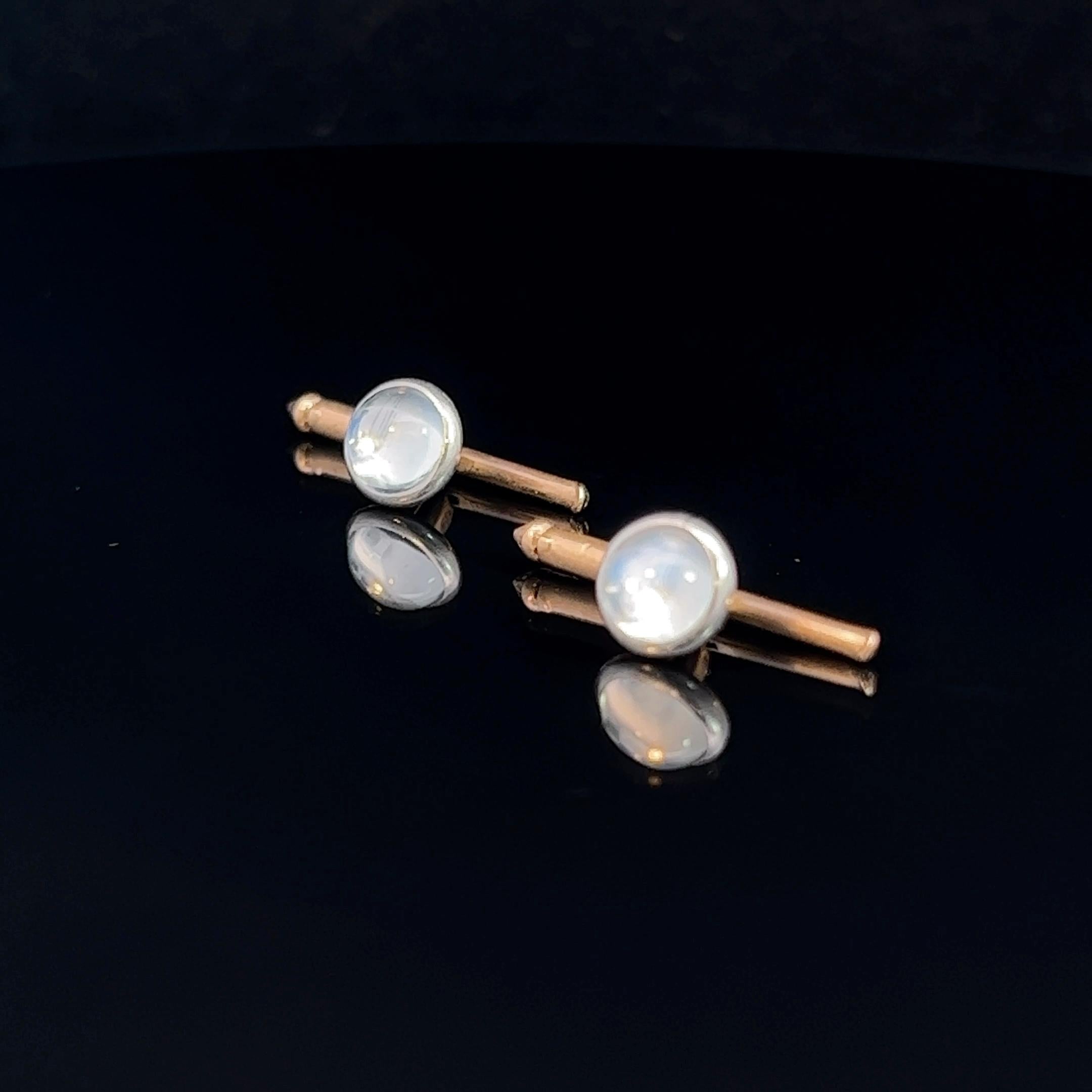Cabochon Pair of Mauboussin Moonstone Shirt Studs Circa 1910-20 For Sale