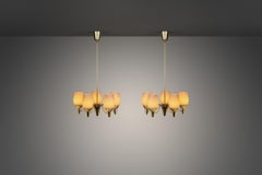 Pair of Mauri Almari "51168" Chandeliers for Idman Oy, Finland 1950s