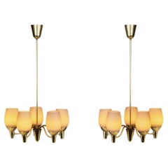 Pair of Mauri Almari "51168" Chandeliers for Idman Oy, Finland 1950s