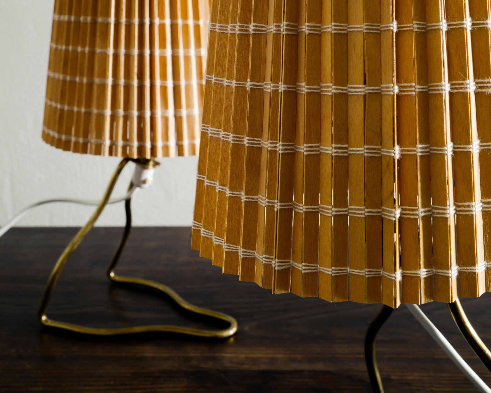 Pair of Mauri Almari Bed Table Lamps in Brass & Straw Shades Produced by Idman  2