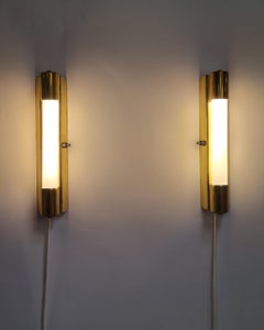 Pair of Mauri Almari Wall Lamps Model 71032 in Full Brass, Idman 1950s
