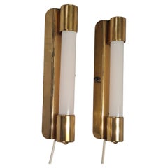 Pair of Mauri Almari Wall Lamps Model 71032 in Full Brass, Idman 1950s