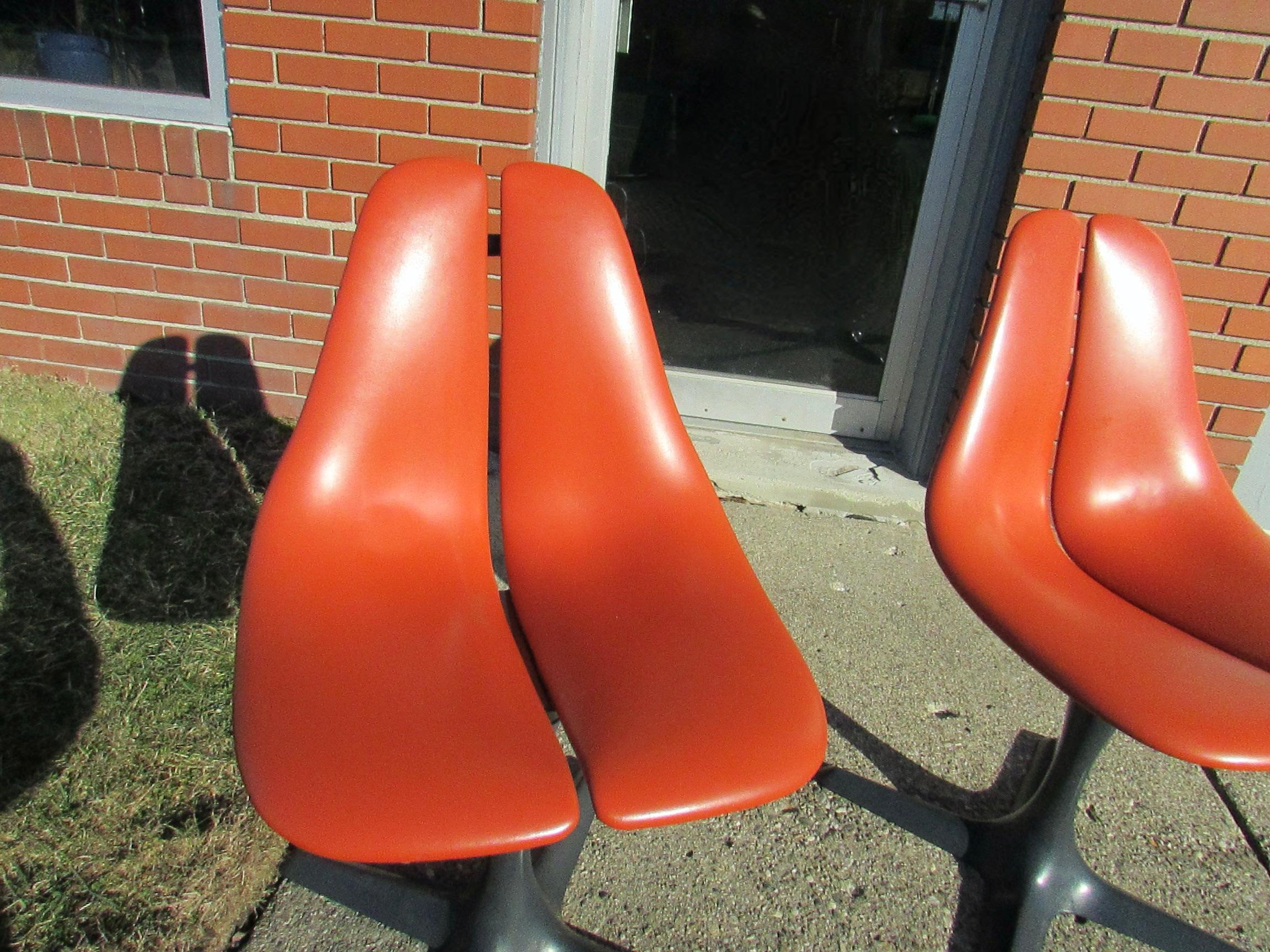 Fiberglass Pair of Maurice Burke Tulip Style Pedestal Chairs For Sale