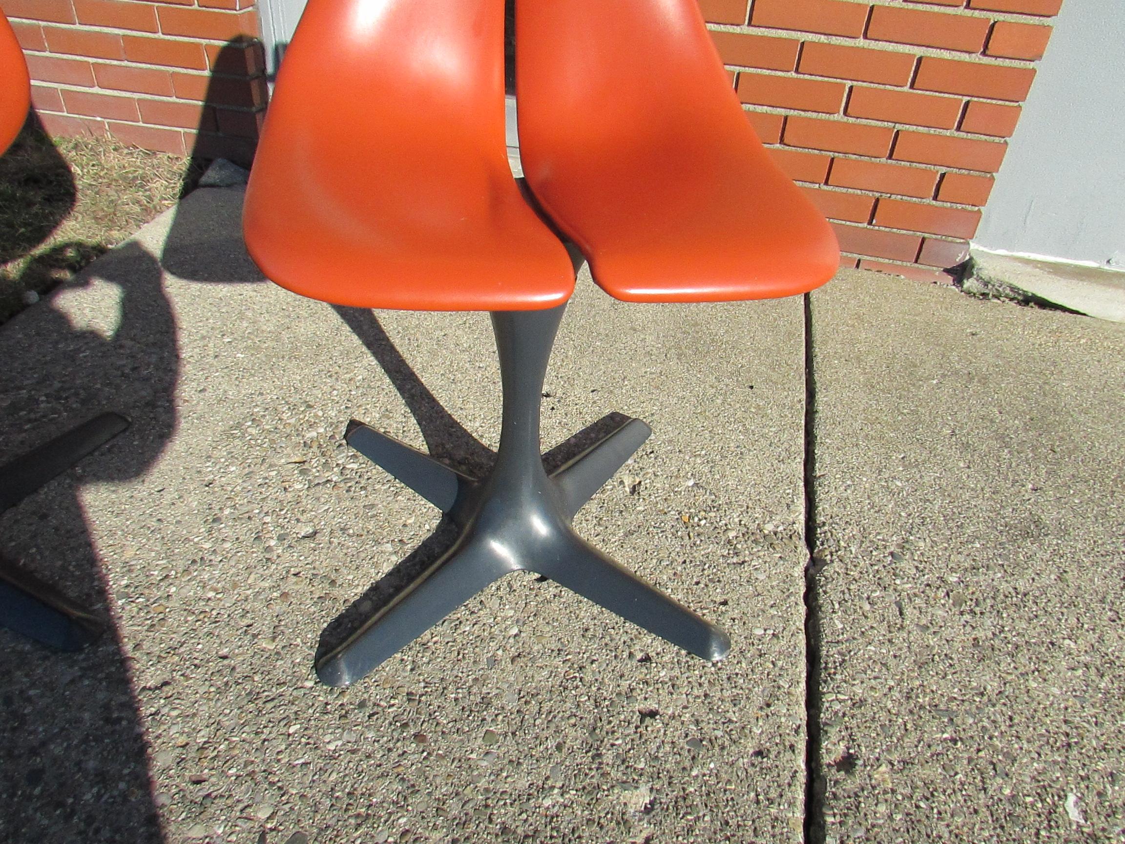 Lacquered Pair of Maurice Burke Tulip Style Pedestal Chairs For Sale