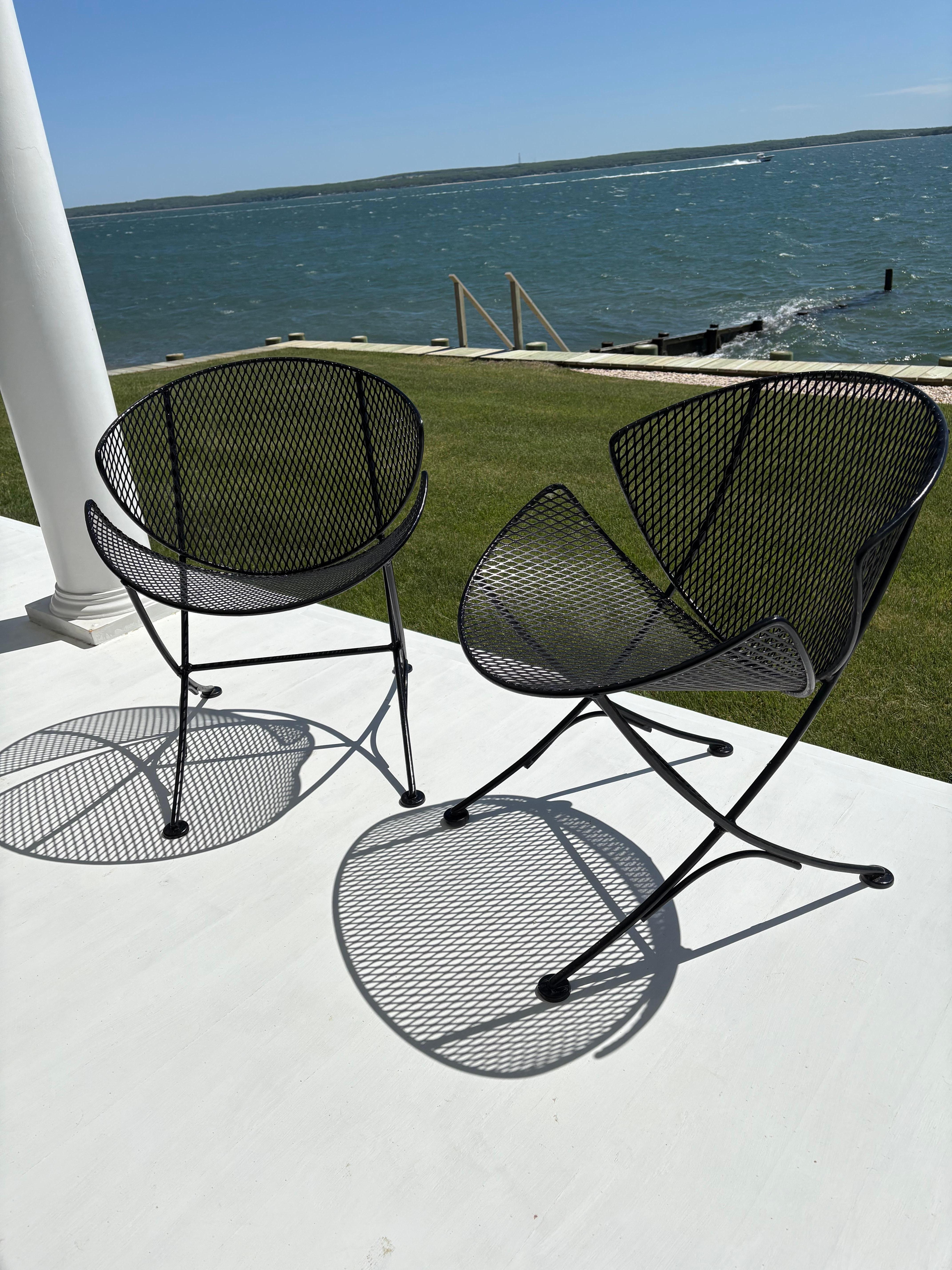 Metal Pair of Maurizio Tempestini “Clamshell “or “Orange Slice” Chairs for Salterini For Sale