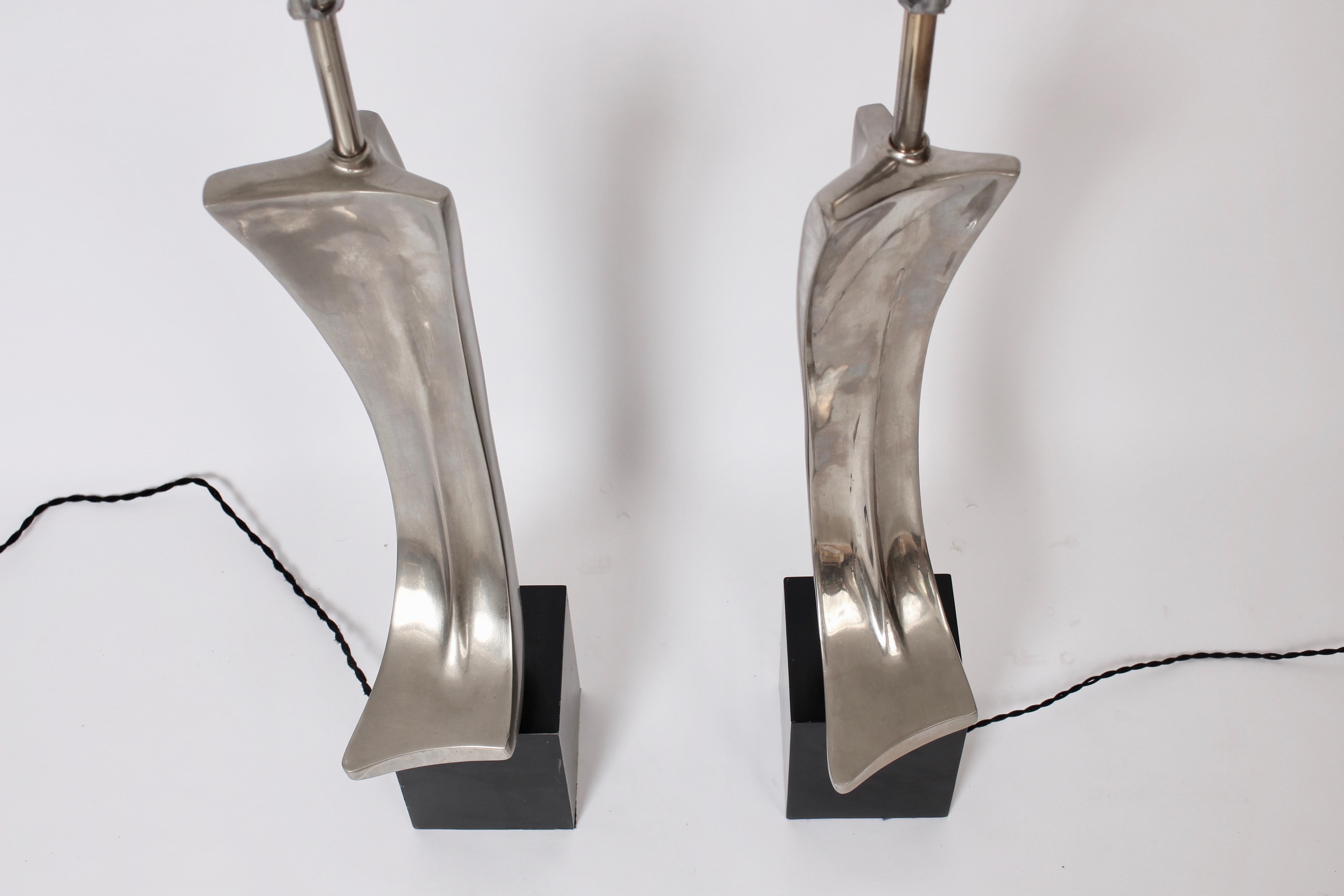 Metal Substantial Pair Laurel Lamp Co. Chrome & Black Enamel 