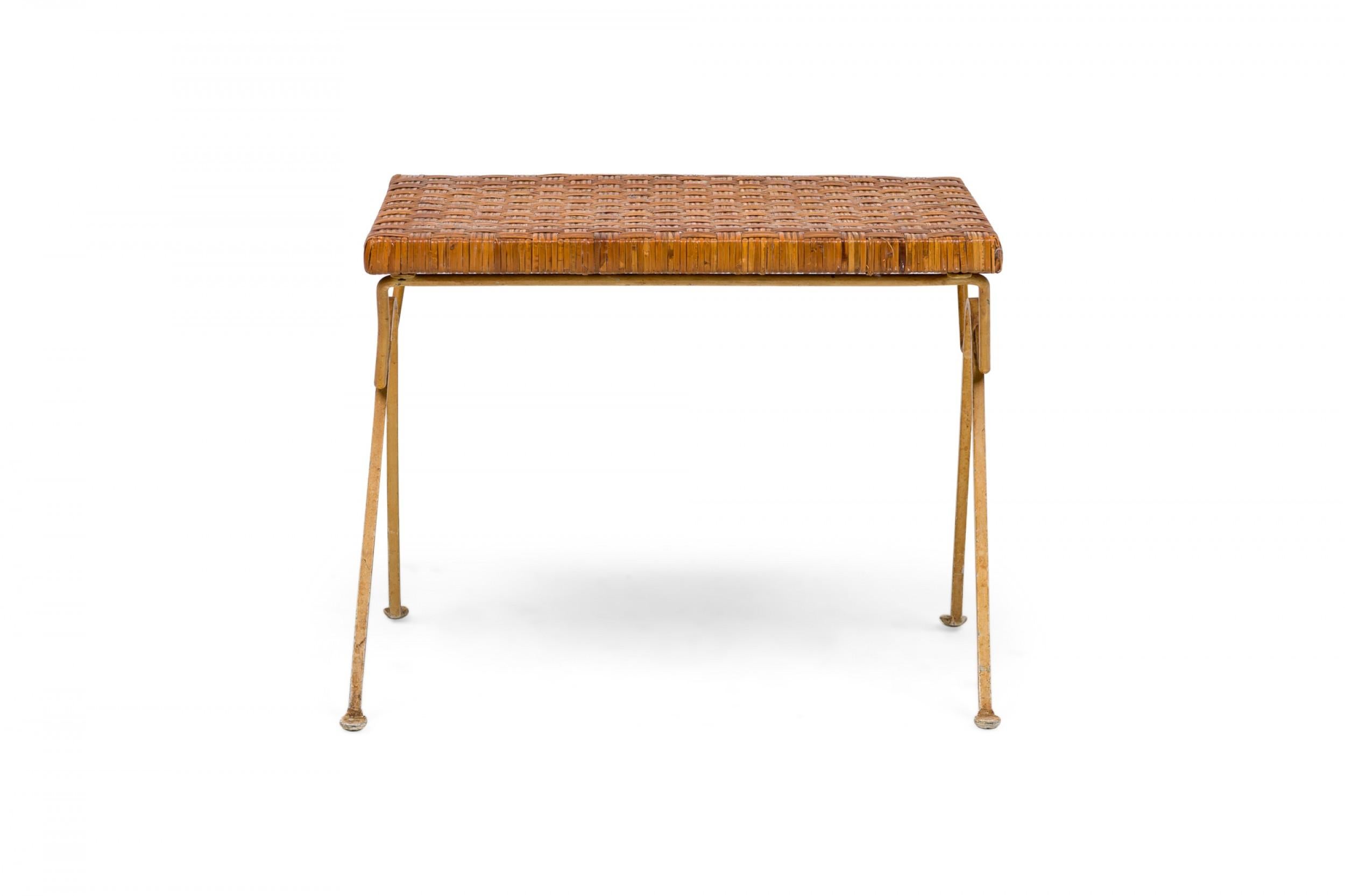 Pair of Maurizio Tempestini for Salterini Brass & Rattan Occasional Tables For Sale 4
