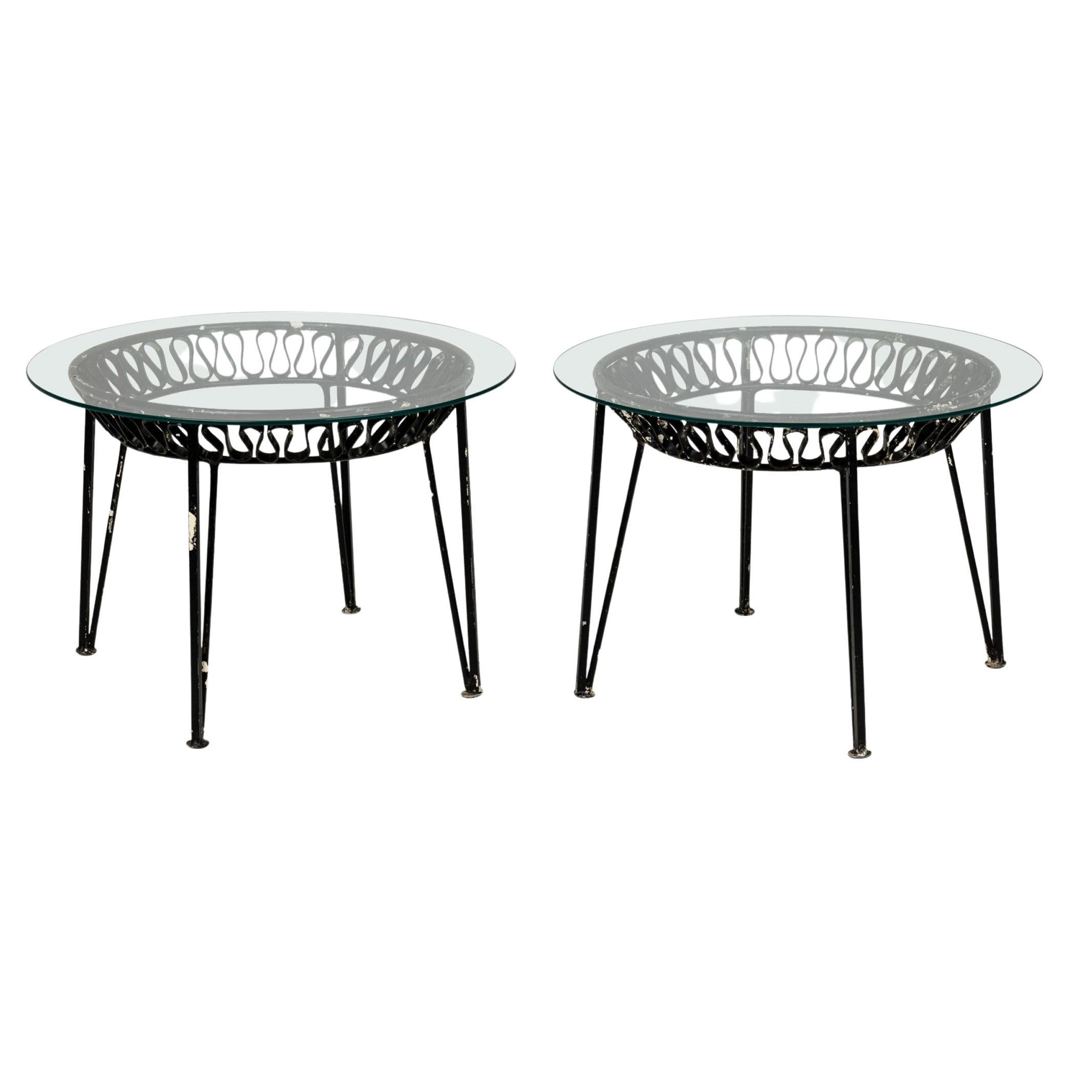 Pair of Maurizio Tempestini for Salterini Midcentury Circular Metal End Tables