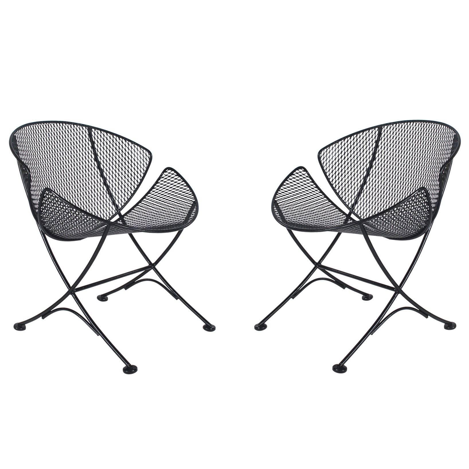 Pair of Maurizio Tempestini Outdoor Patio Iron Lounge Chairs, Mid-Century Modern