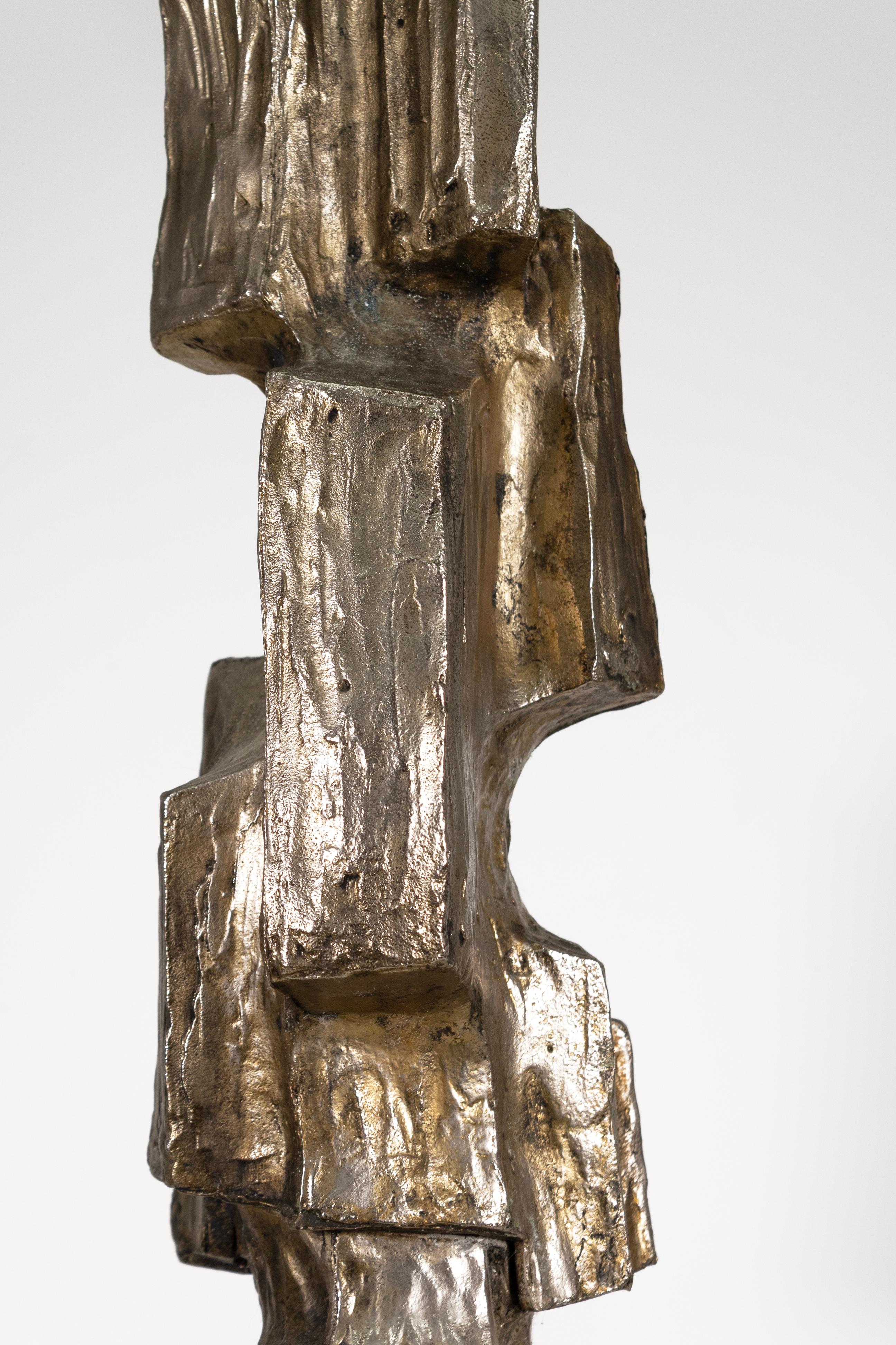20th Century Pair Of Maurizio Tempestini Tall Brutalist Bronze Table Lamps For Sale