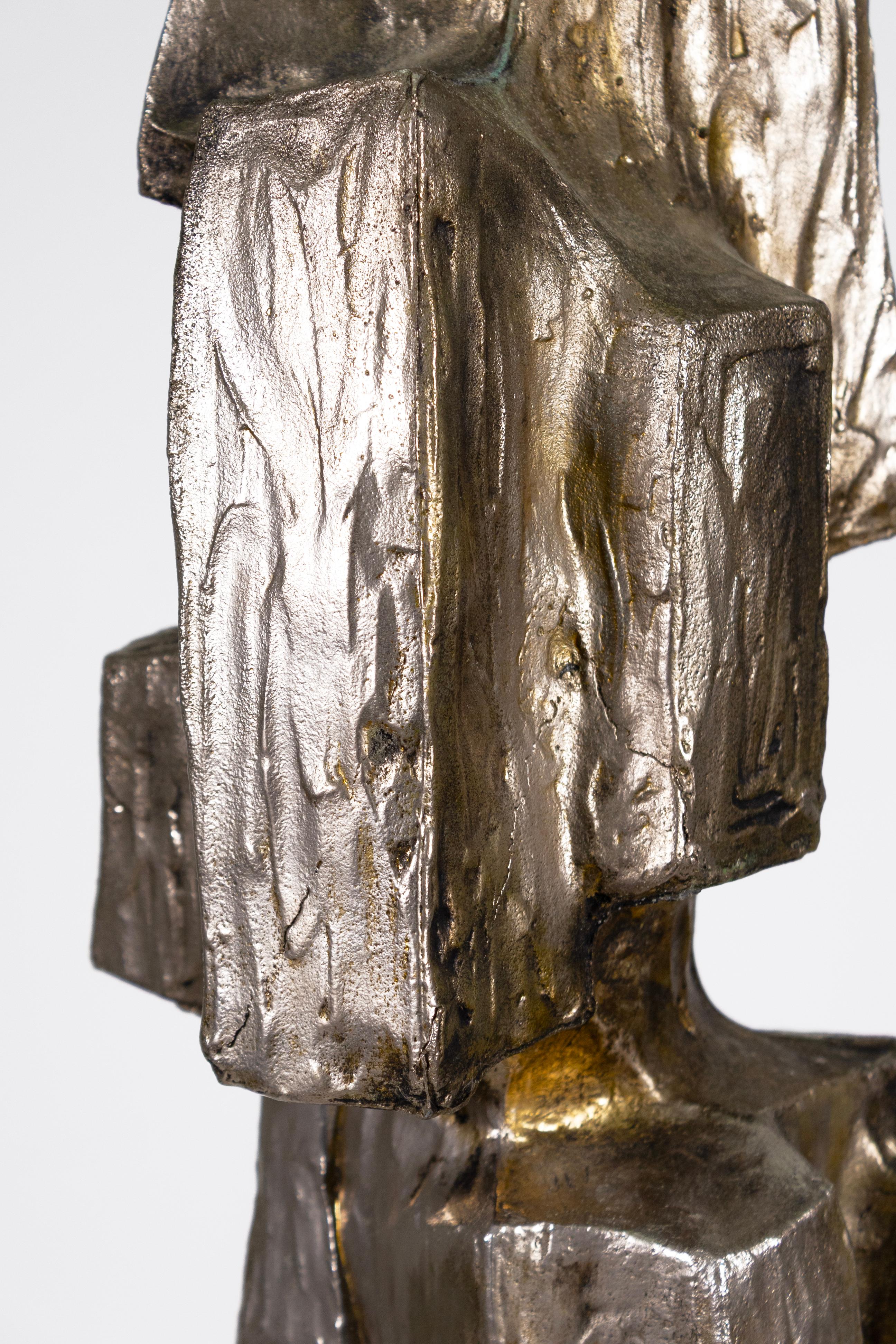Pair Of Maurizio Tempestini Tall Brutalist Bronze Table Lamps For Sale 2