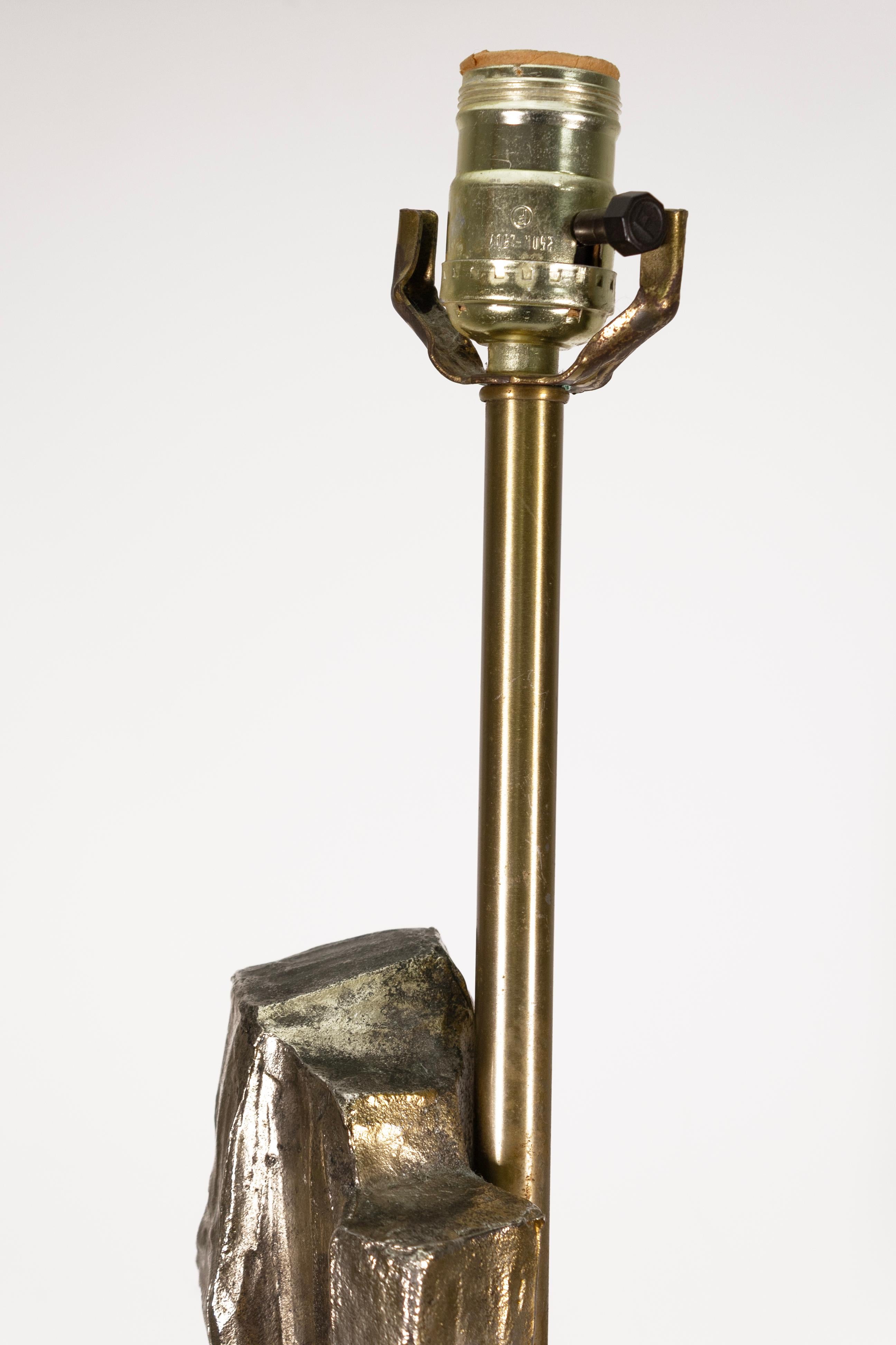 Pair Of Maurizio Tempestini Tall Brutalist Bronze Table Lamps For Sale 3