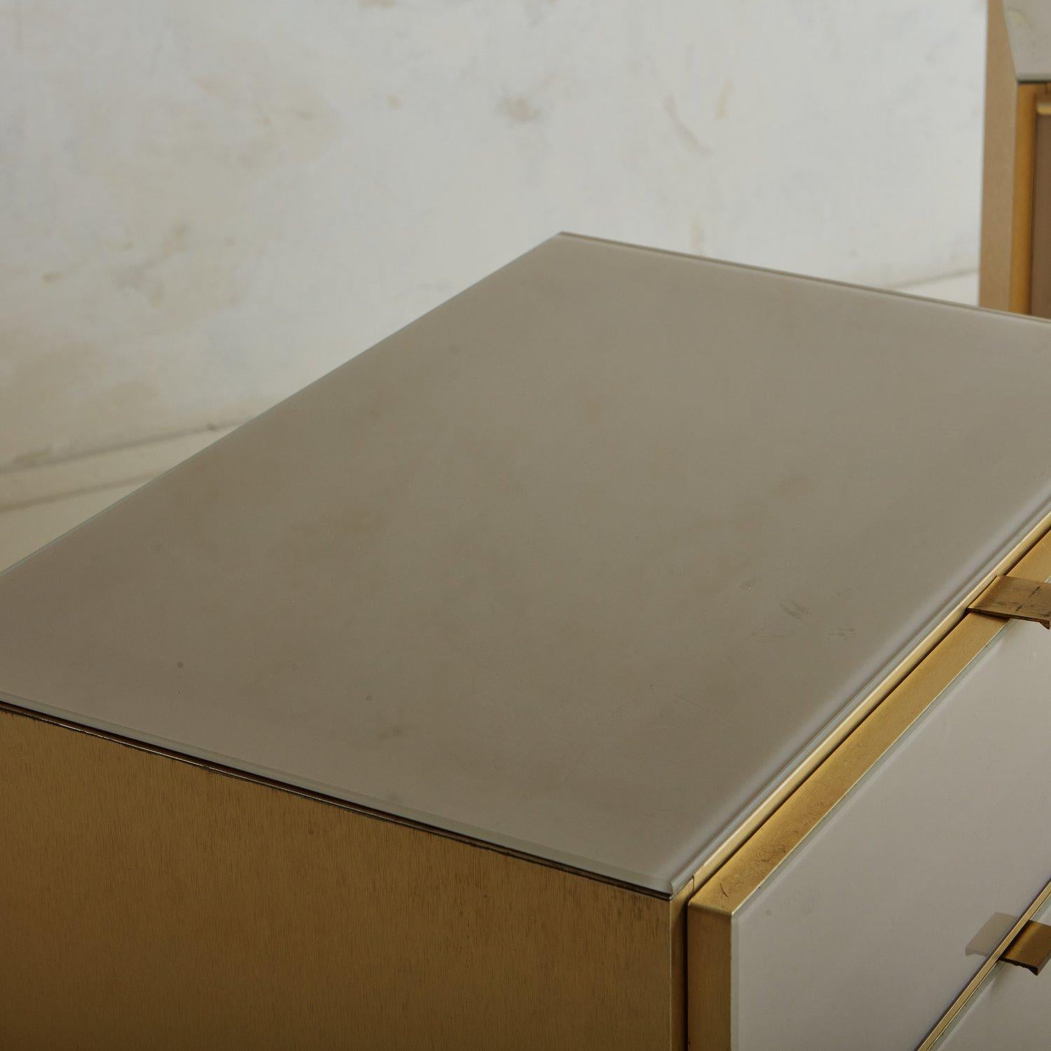 Glass Pair of Mauve Ello Nighstands with Drawers