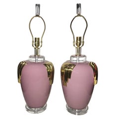 Pair of Mauve Porcelain Table Lamps
