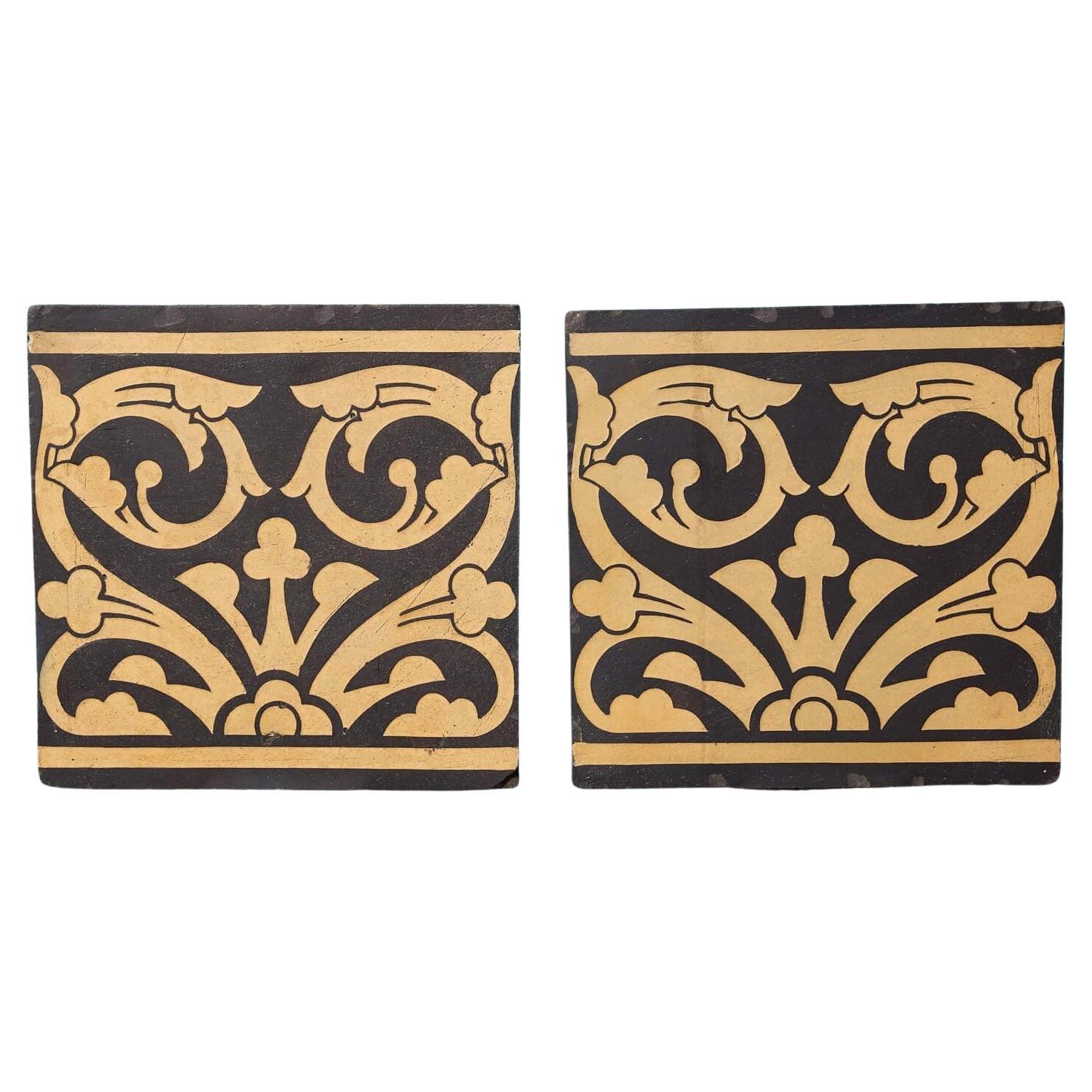 Paar Maw & Co Encaustic Dekorative Kacheln im Angebot