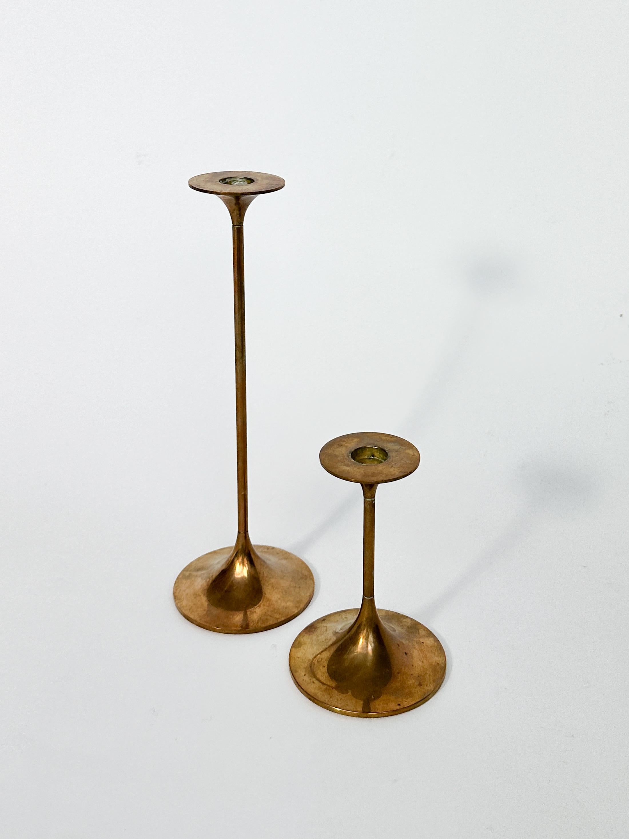 Danish Pair of Max Brüel Candle Sticks Brass Torben Orskov Denmark 1960s