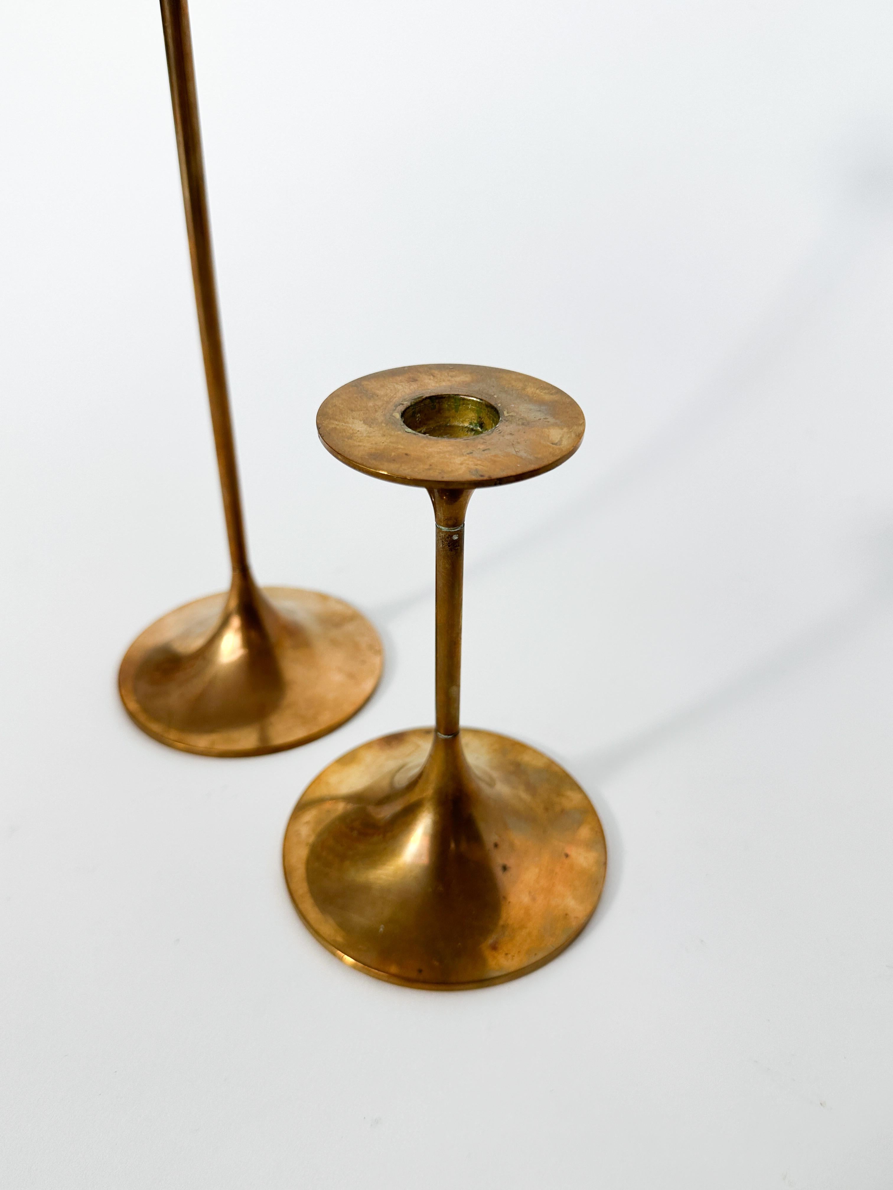 Pair of Max Brüel Candle Sticks Brass Torben Orskov Denmark 1960s In Good Condition In Basel, BS