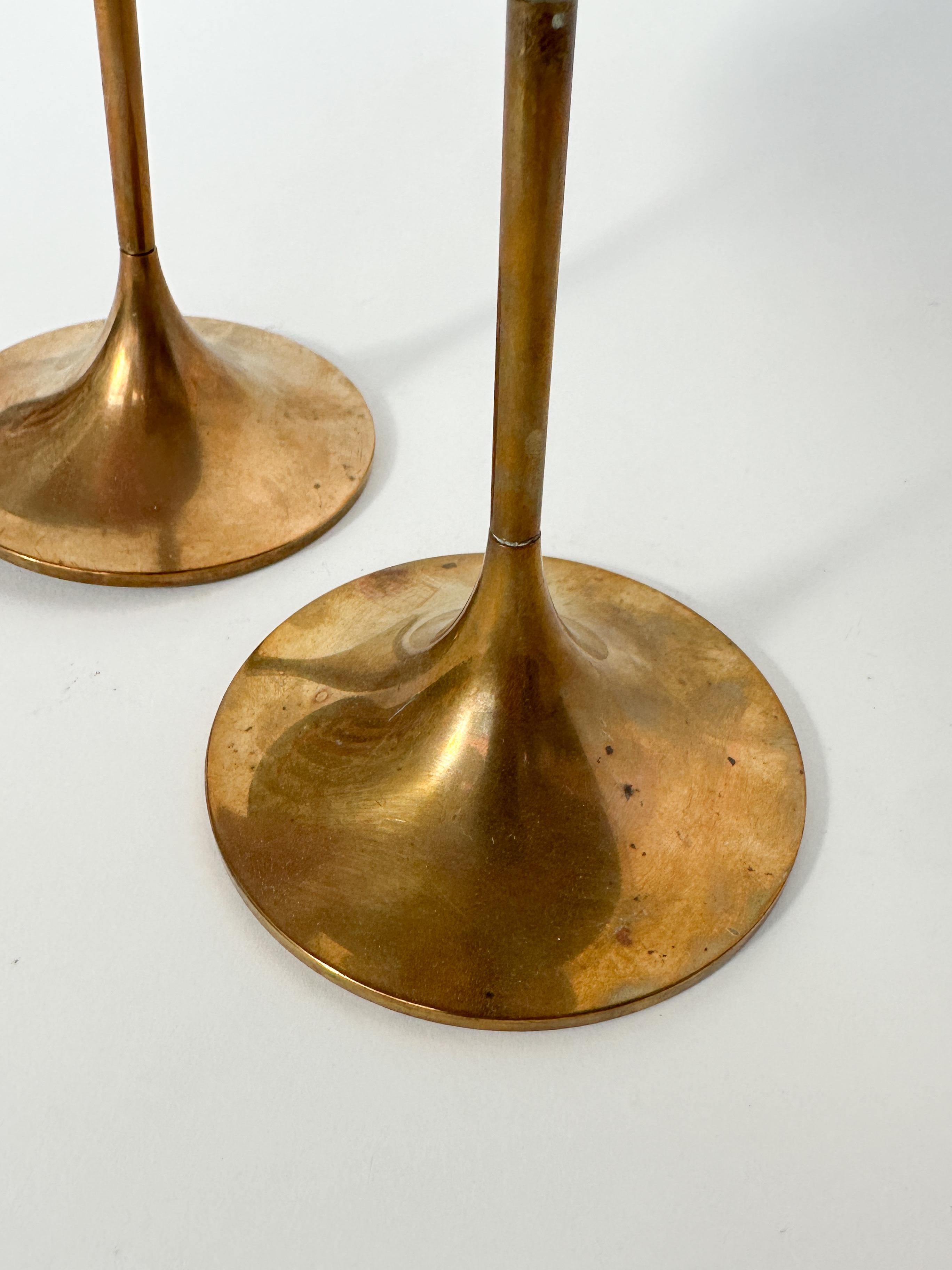 Mid-20th Century Pair of Max Brüel Candle Sticks Brass Torben Orskov Denmark 1960s