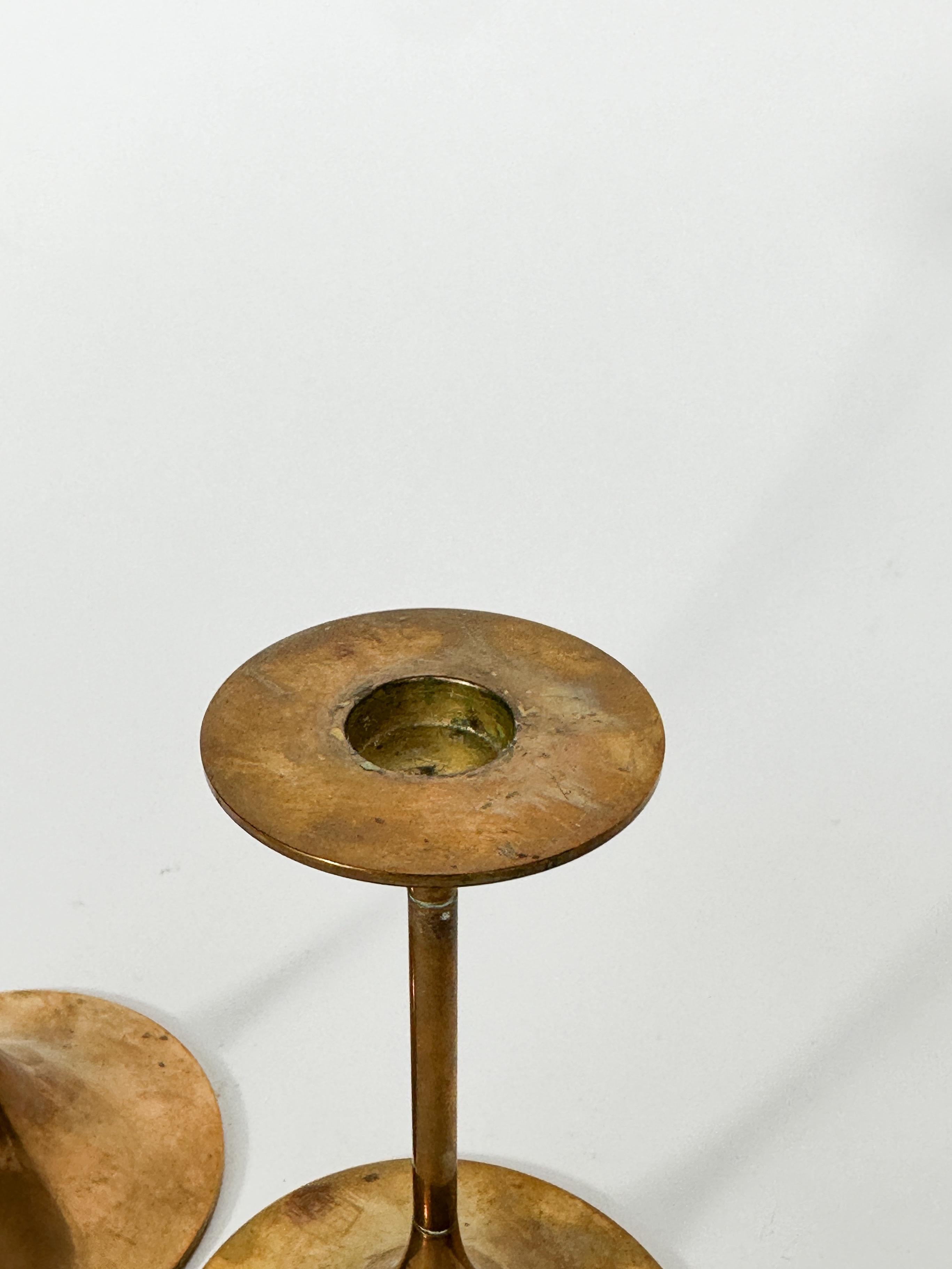 Pair of Max Brüel Candle Sticks Brass Torben Orskov Denmark 1960s 2
