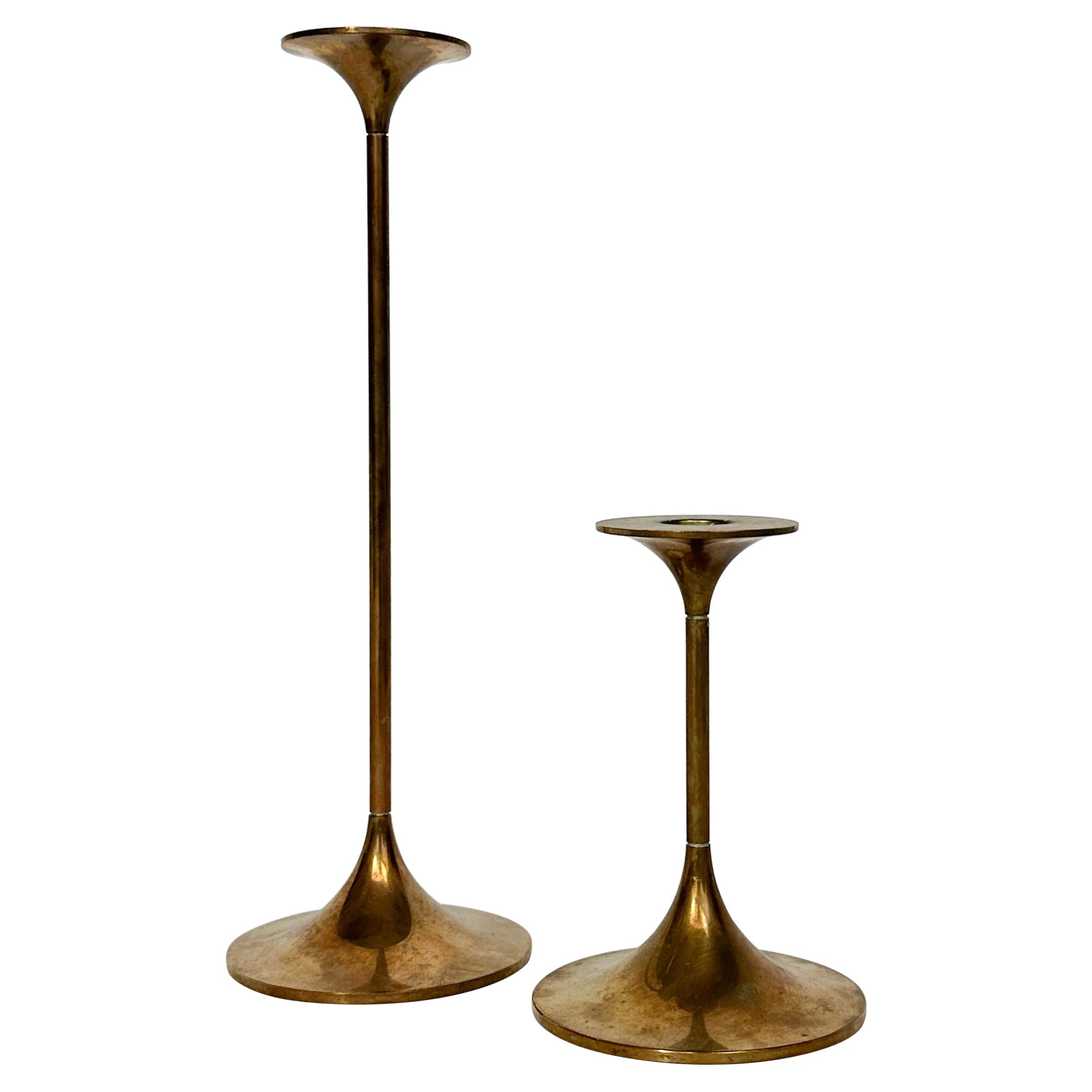 Pair of Max Brüel Candle Sticks Brass Torben Orskov Denmark 1960s