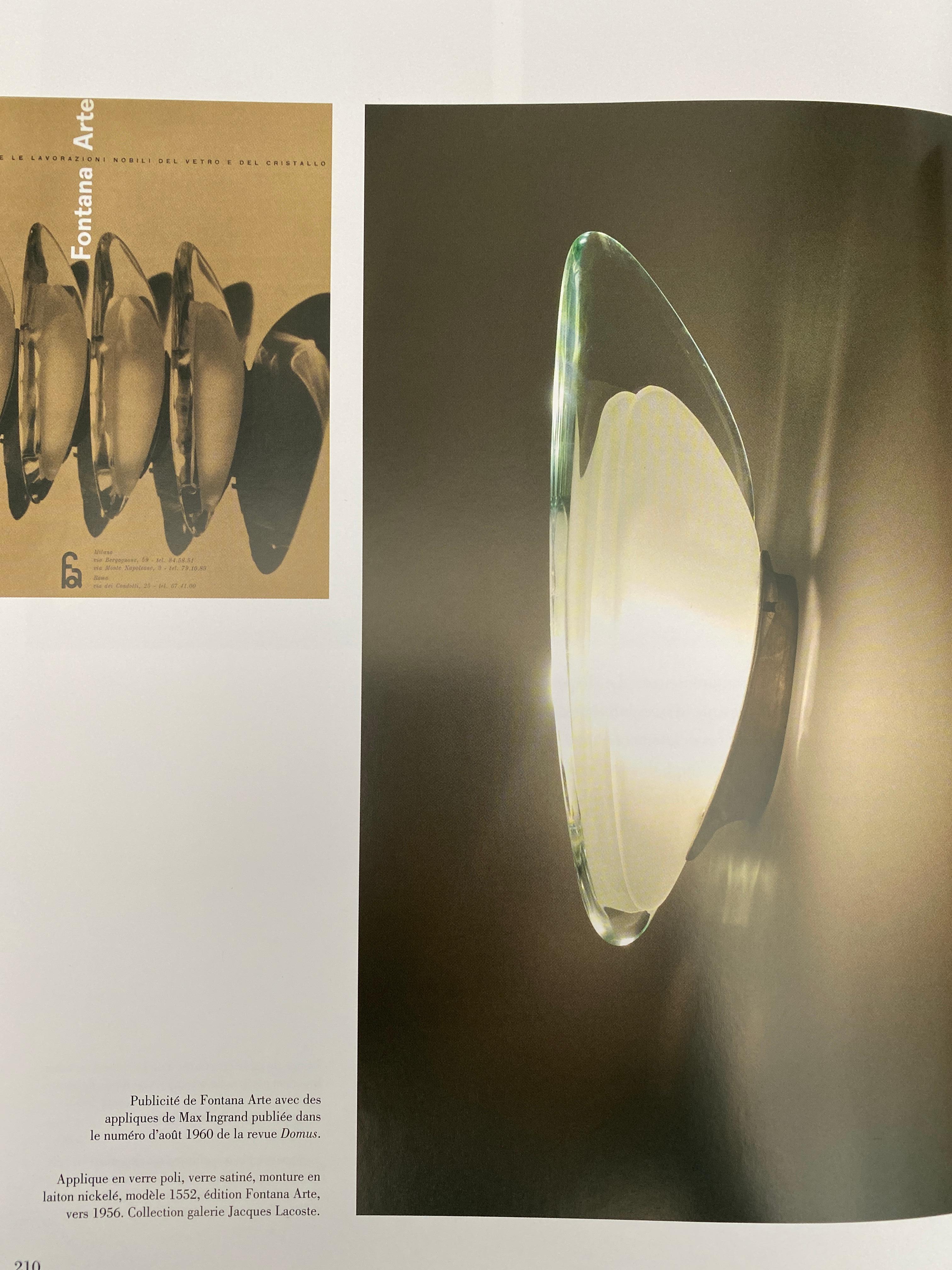 Pair of Max Ingrand Fontana Arte Glass Nickel Brass Sconces, Italy, 1960 8