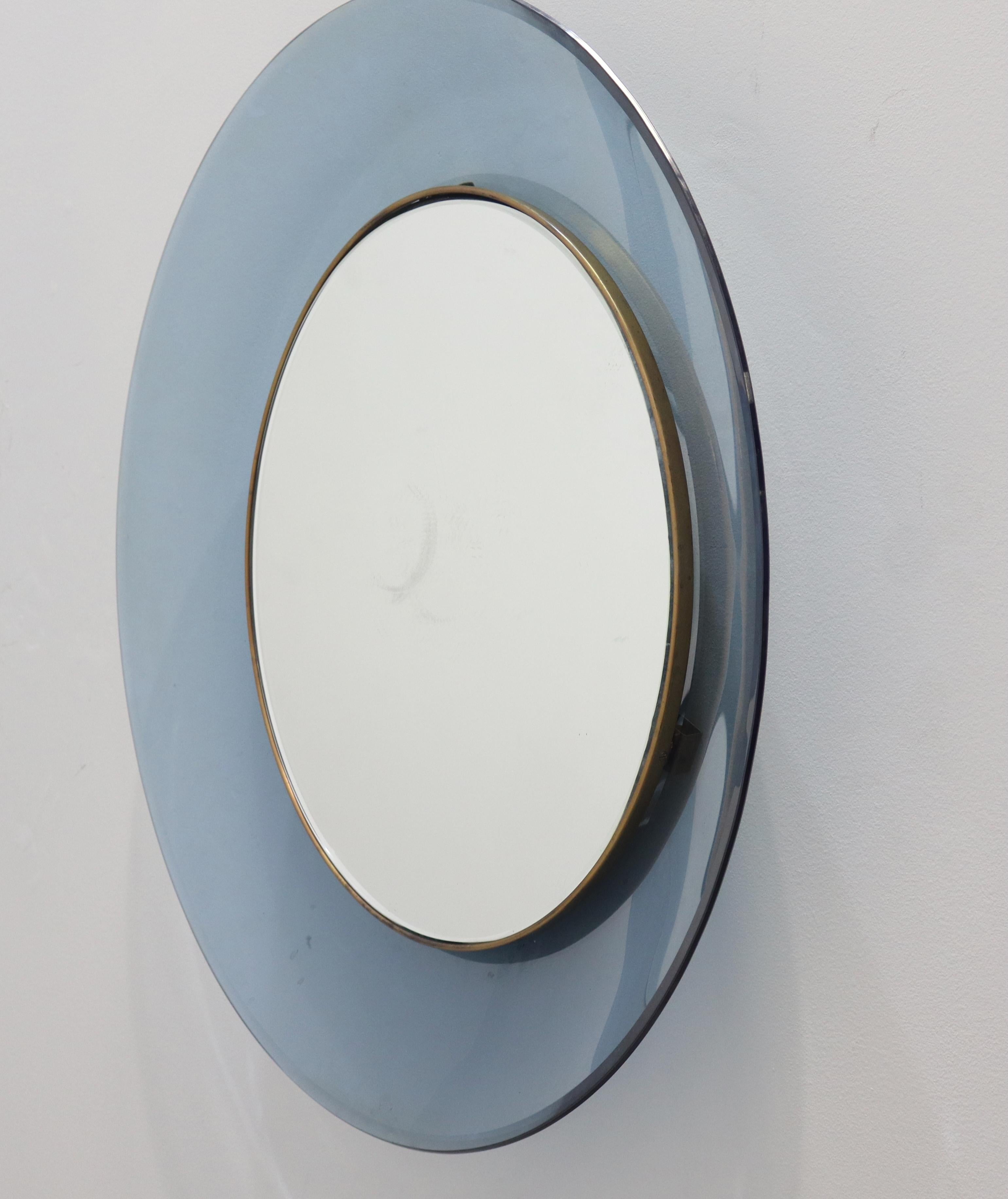 Paar Max Ingrand-Spiegel für Fontana Arte Model 1699 mit blauem Glasrand im Angebot 9