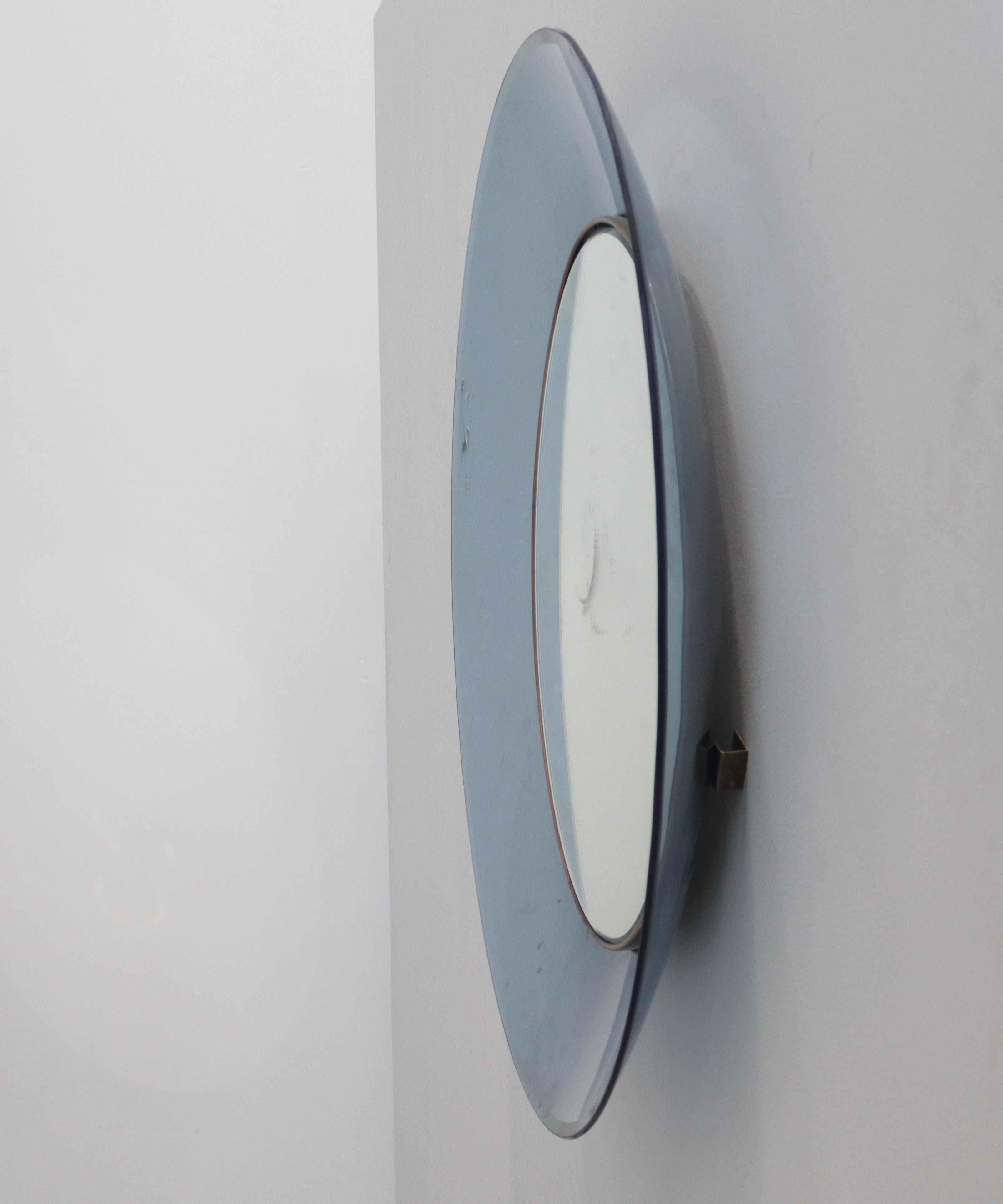 Paar Max Ingrand-Spiegel für Fontana Arte Model 1699 mit blauem Glasrand im Angebot 10