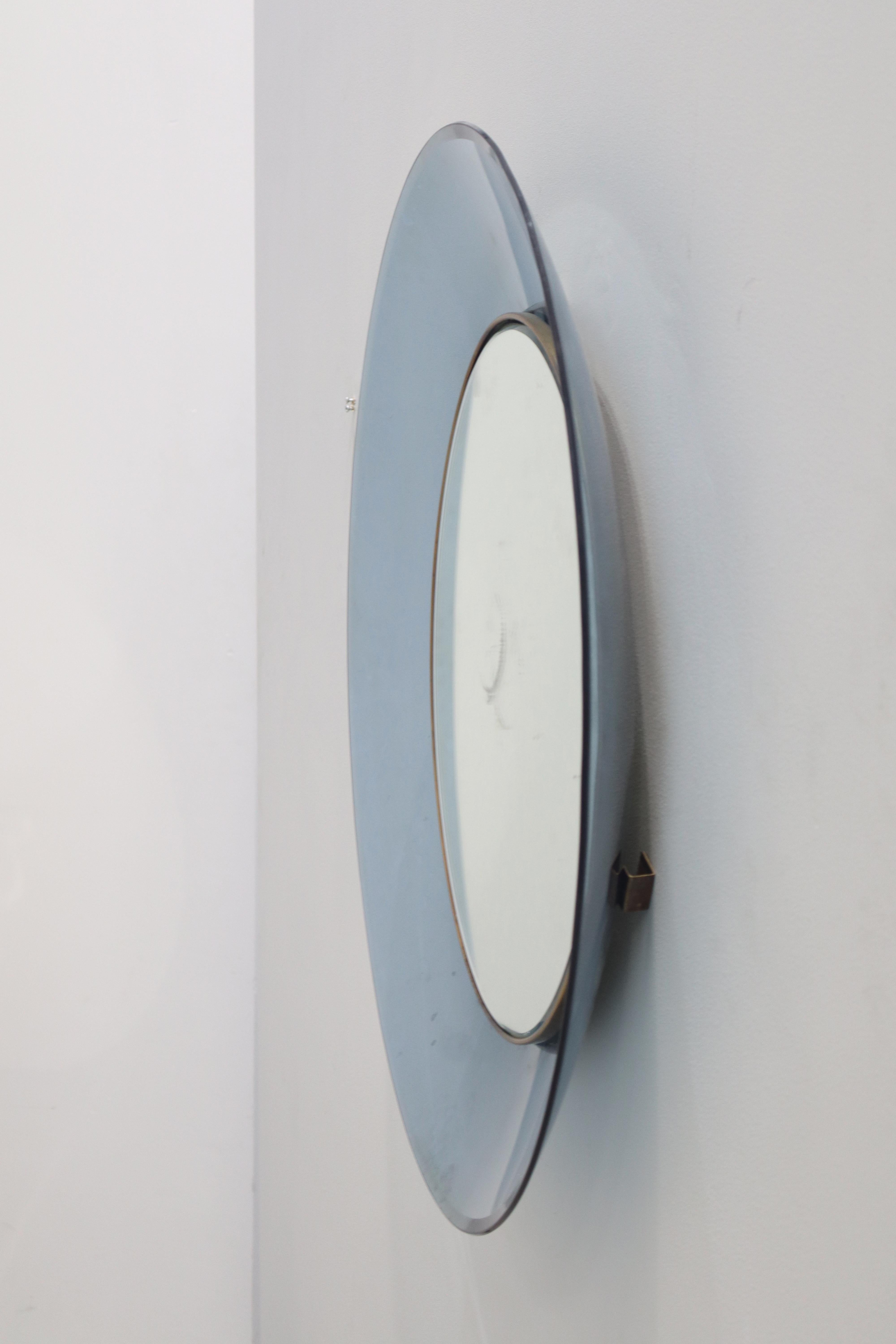 Paar Max Ingrand-Spiegel für Fontana Arte Model 1699 mit blauem Glasrand im Angebot 11