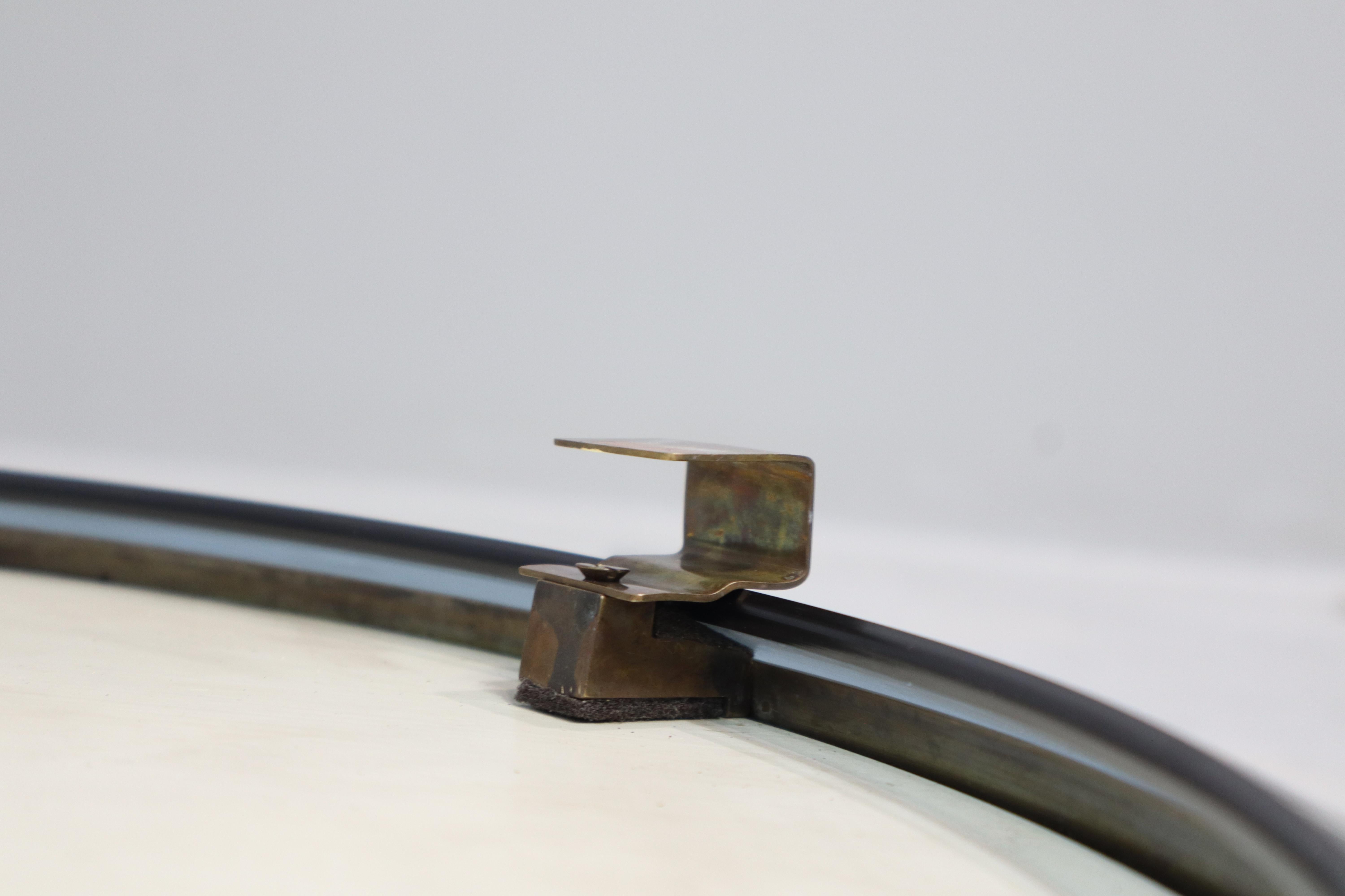 Paar Max Ingrand-Spiegel für Fontana Arte Model 1699 mit blauem Glasrand im Angebot 12