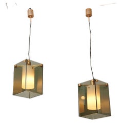 Pair of Max Ingrand Pendant Lights for Fontana Arte Model 2211