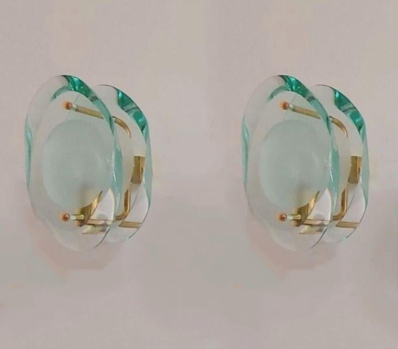 Pair of Max Ingrand Wall Lights Sconces for Fontana Arte Model 2093, Italy, 1961 In Good Condition In Frankfurt am Main, DE
