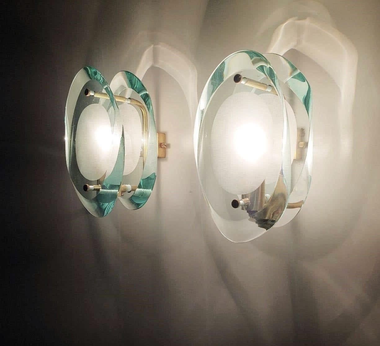 Pair of Max Ingrand Wall Lights Sconces for Fontana Arte Model 2093, Italy, 1961 5