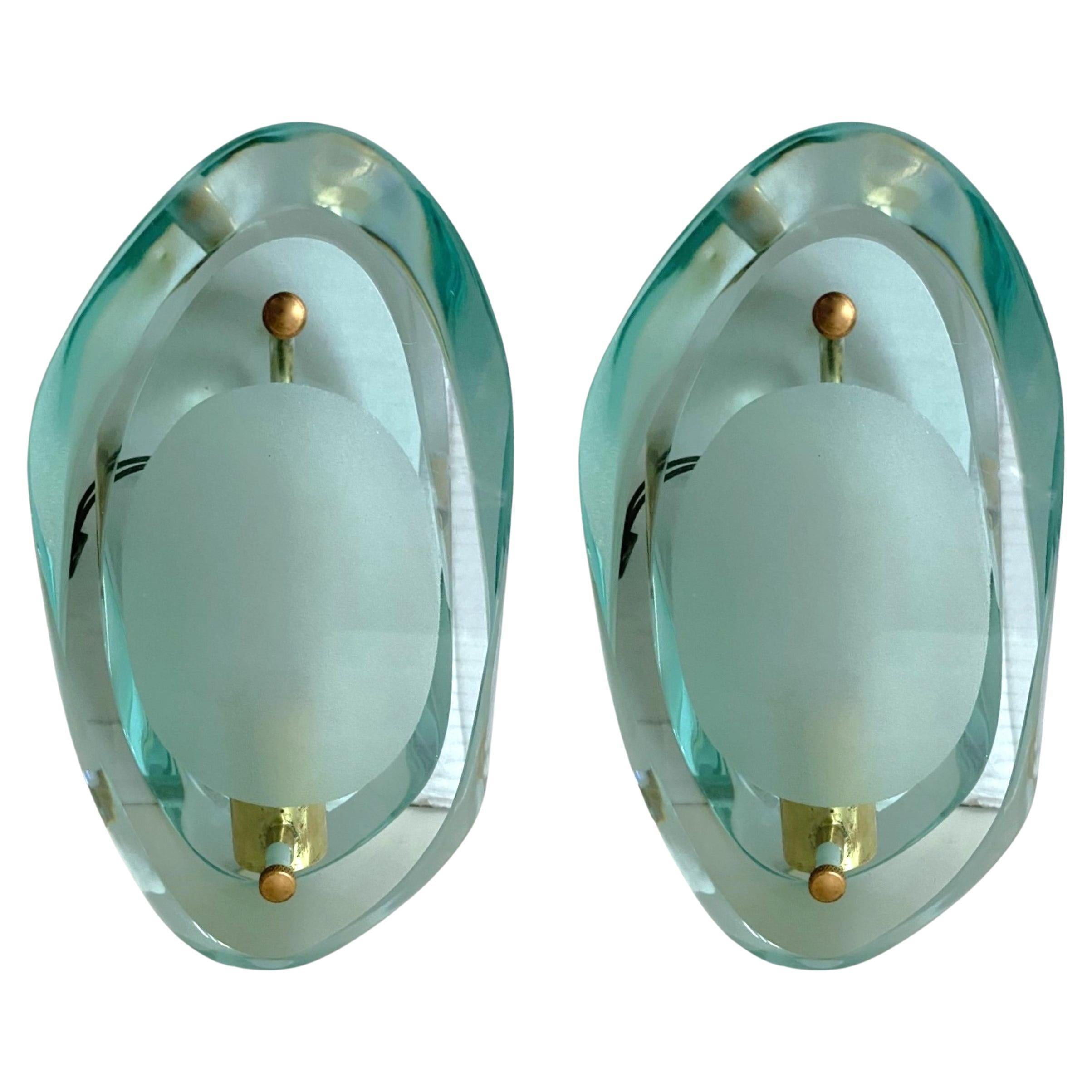 Pair of Max Ingrand Wall Lights Sconces for Fontana Arte Model 2093, Italy, 1961