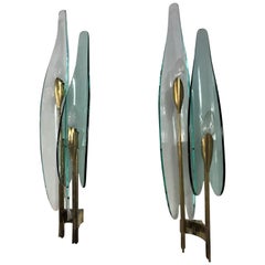 Pair of Max Ingrand Wall Sconces for Fontana Arte "Dahlia" Model, circa 1960
