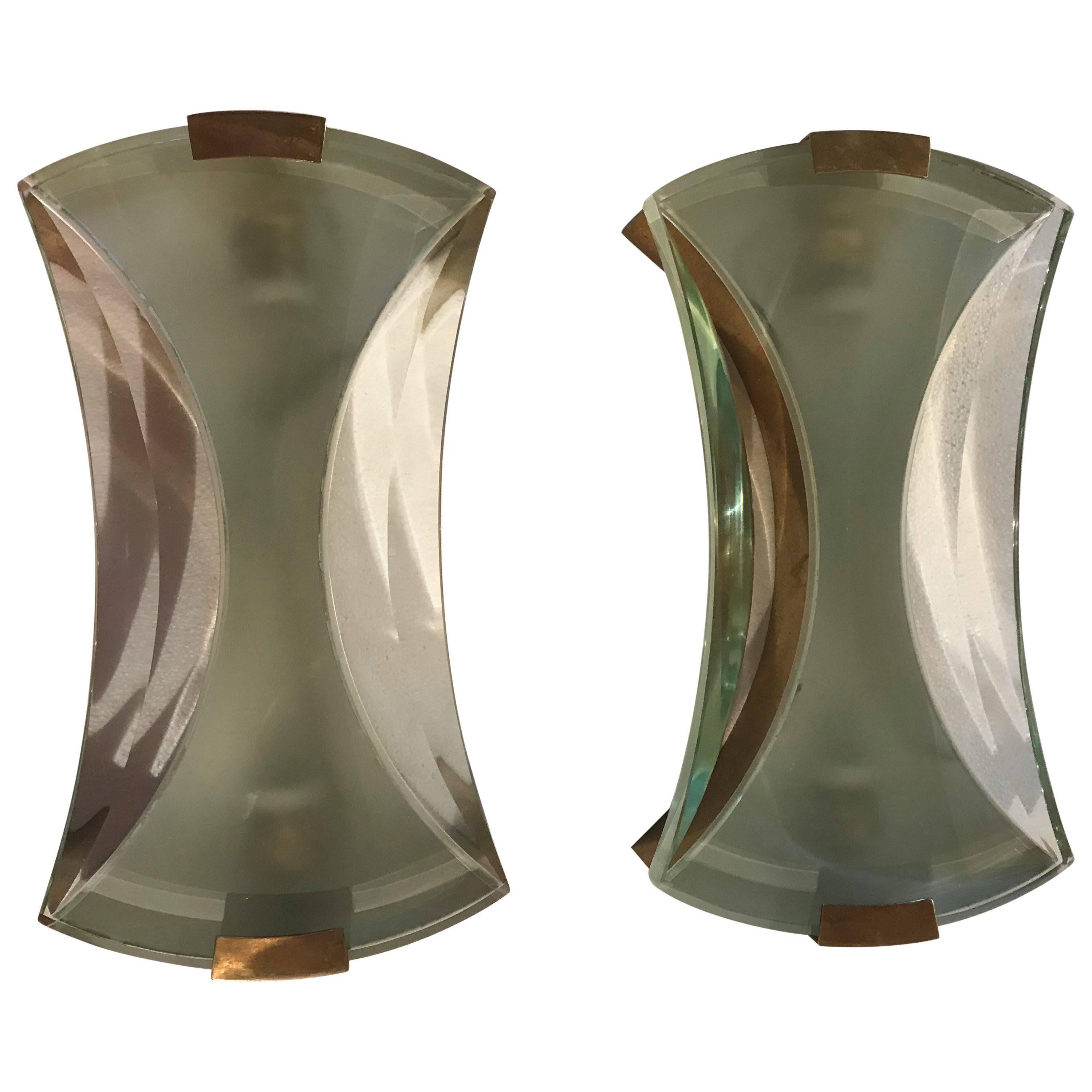 2 Pairs of Max Ingrand Wall Sconces for Fontana Arte, 