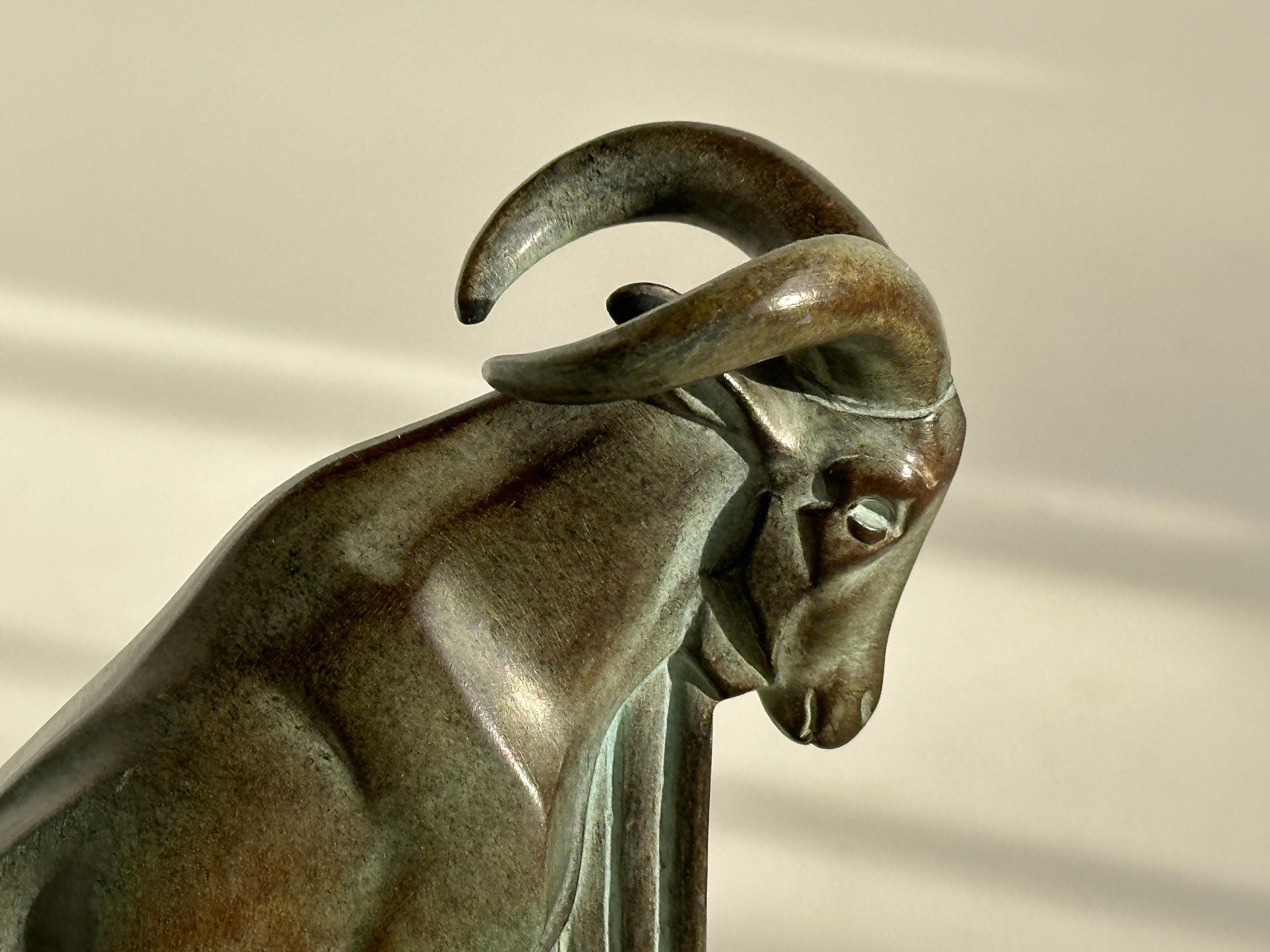 Original Max Le Verrier bookends model: “Mouflon” superb art deco stylized sculpture.
Original 