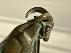 Paire de serre-livres Art Verrier Mouflon Art Déco Original 1930 Marbre Noir