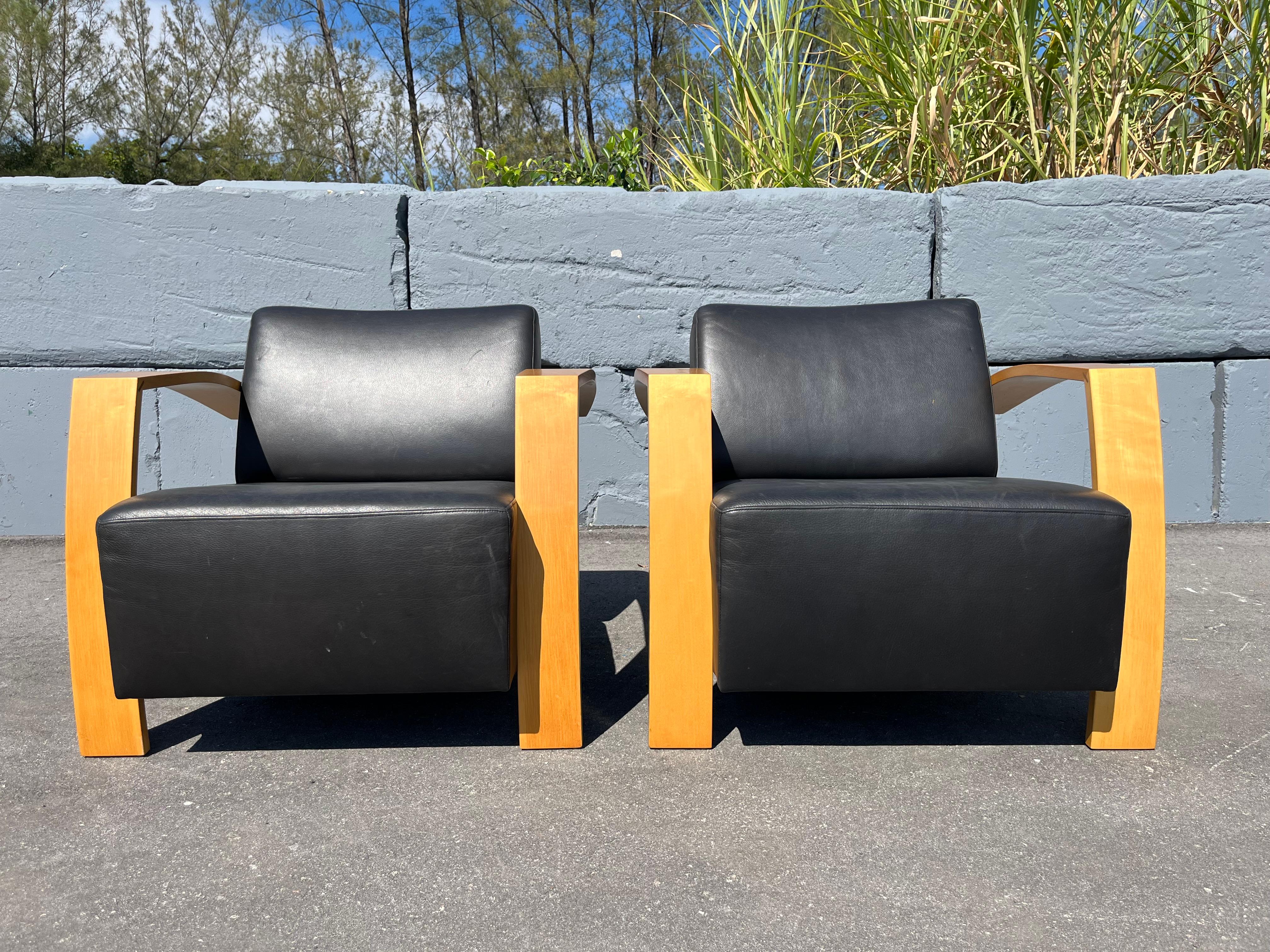 Paire de chaises longues Max Design/One pour Nienkämper, cuir noir Bon état - En vente à Miami, FL