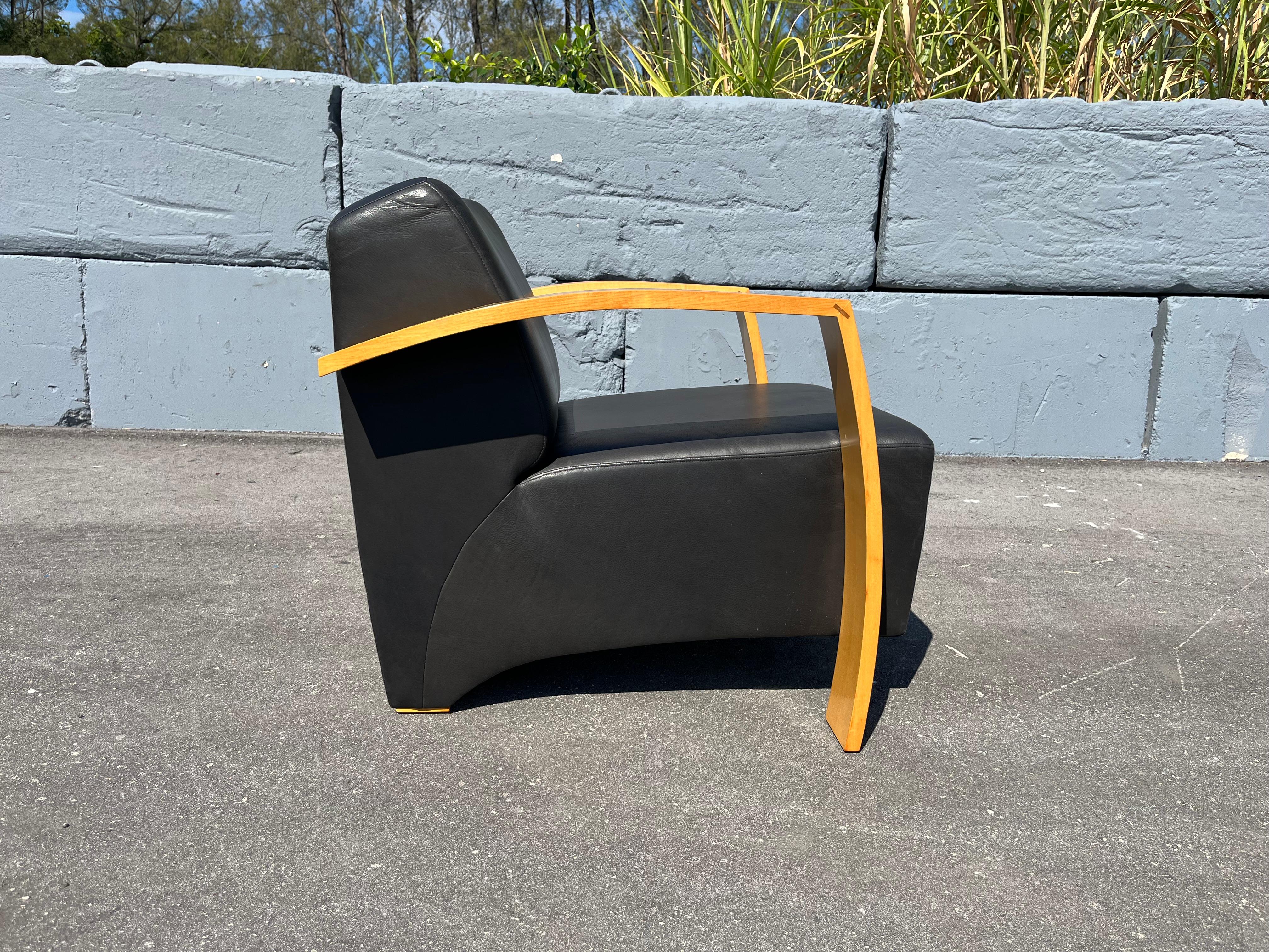 Paire de chaises longues Max Design/One pour Nienkämper, cuir noir en vente 1