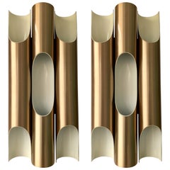 Pair of Maxi Fuga Sconces Gilt Metal by Komulainen for RAAK Amsterdam, 1970s