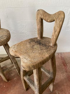 Pair of Maxie Lane Artist-made Tall Sculptural Bar Stools