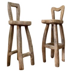 Pair of Maxie Lane Artist-made Tall Sculptural Bar Stools 